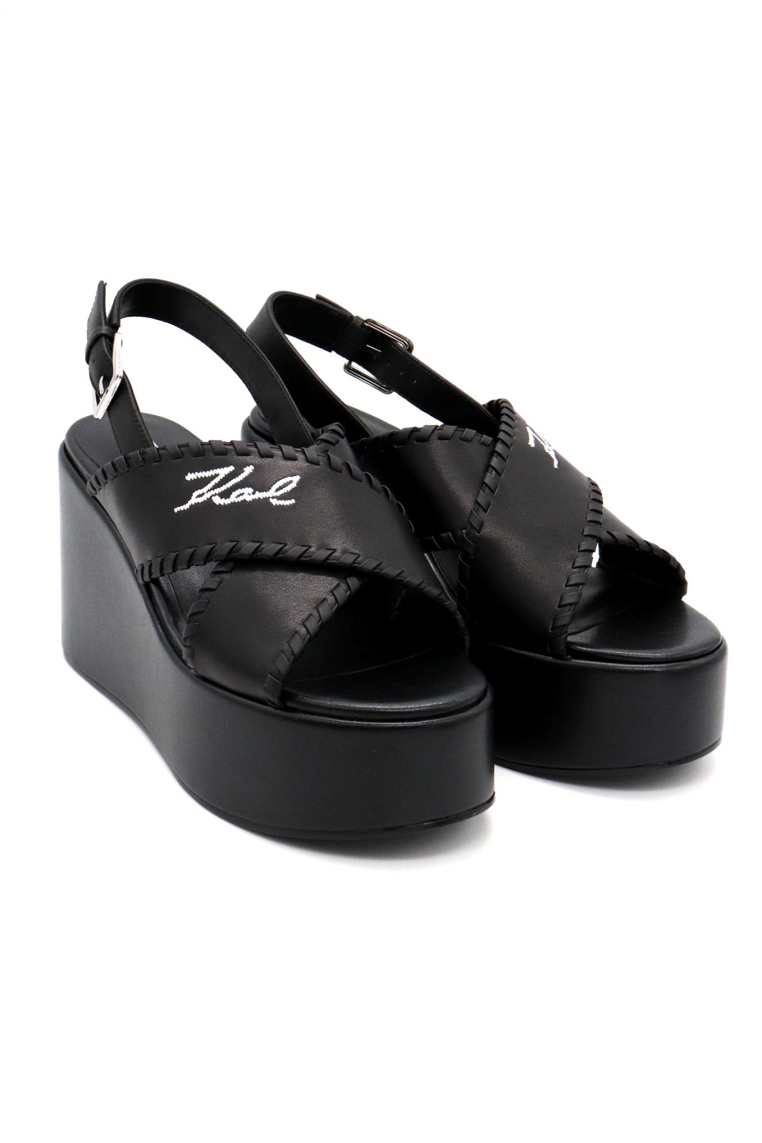 KARL LAGERFELD ΠΑΠΟΥΤΣΙΑ ΠΛΑΤΦΟΡΜΕΣ WENDY WHIPSTICH KROSS STRAP LOGO ΜΑΥΡΟ