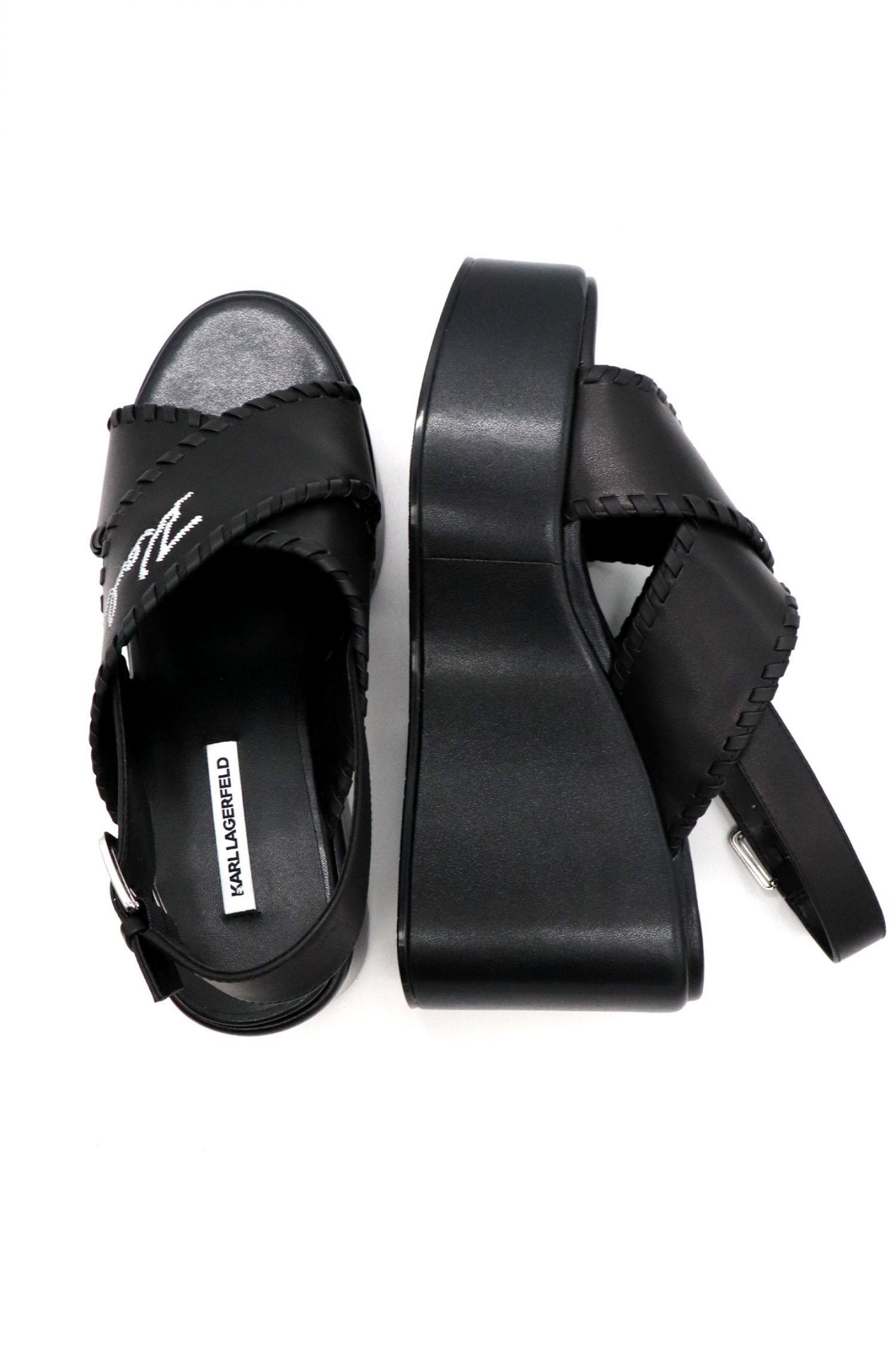 KARL LAGERFELD ΠΑΠΟΥΤΣΙΑ ΠΛΑΤΦΟΡΜΕΣ WENDY WHIPSTICH KROSS STRAP LOGO ΜΑΥΡΟ