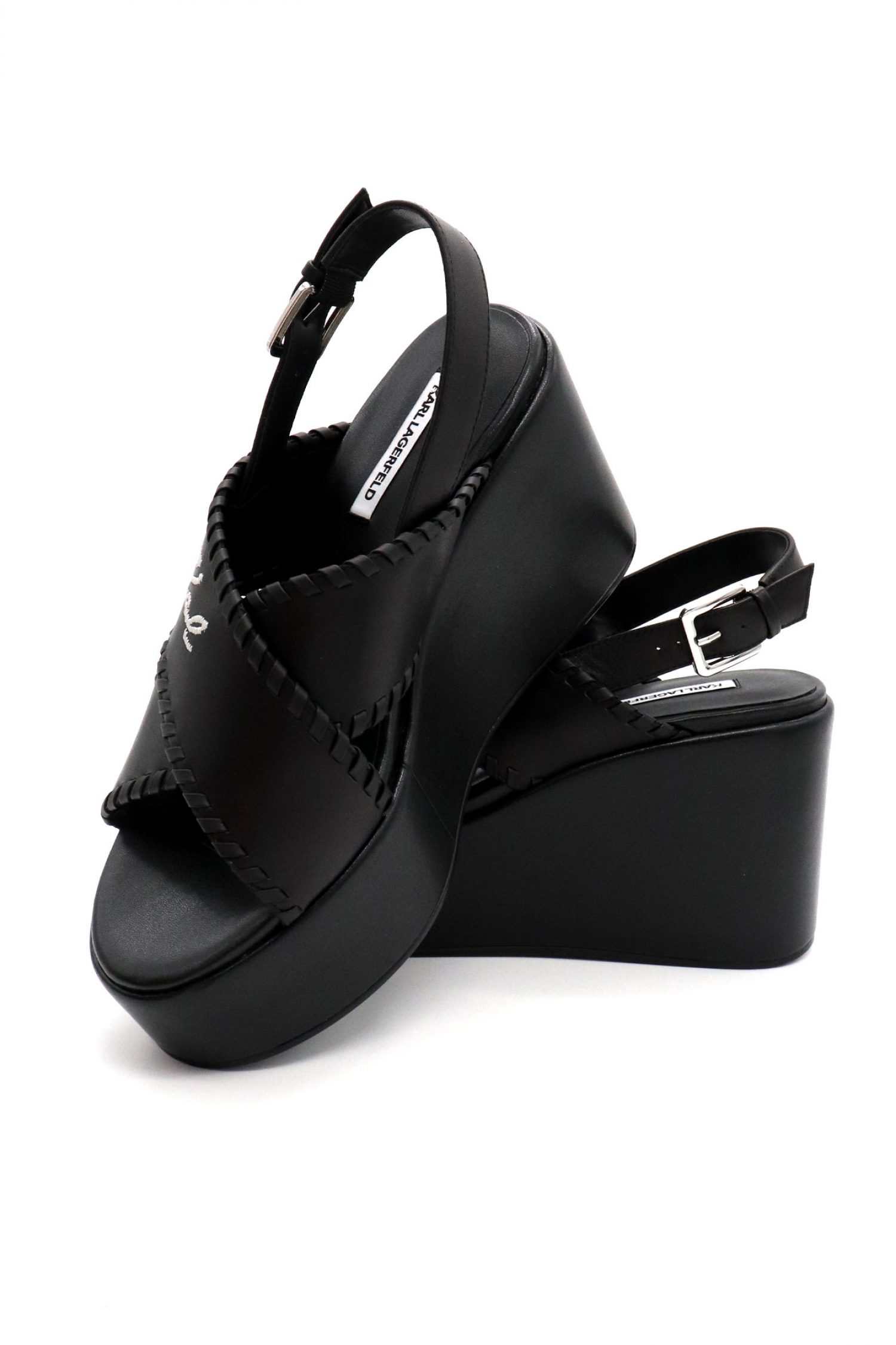 KARL LAGERFELD ΠΑΠΟΥΤΣΙΑ ΠΛΑΤΦΟΡΜΕΣ WENDY WHIPSTICH KROSS STRAP LOGO ΜΑΥΡΟ φωτογραφία