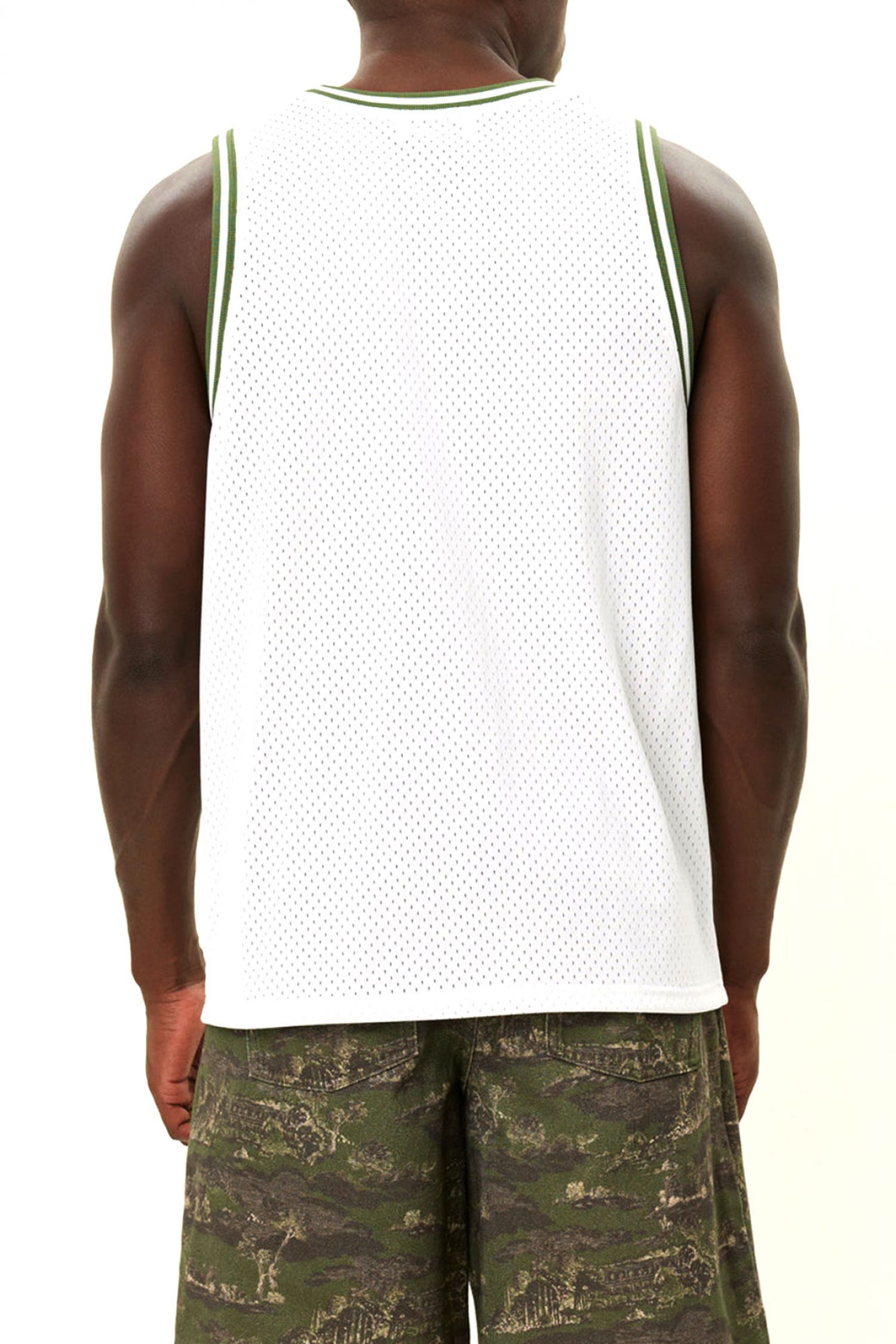 LES DEUX T-SHIRT ΑΜΑΝΙΚΟ SILAS MESH LOGO ΛΕΥΚΟ-ΠΡΑΣΙΝΟ