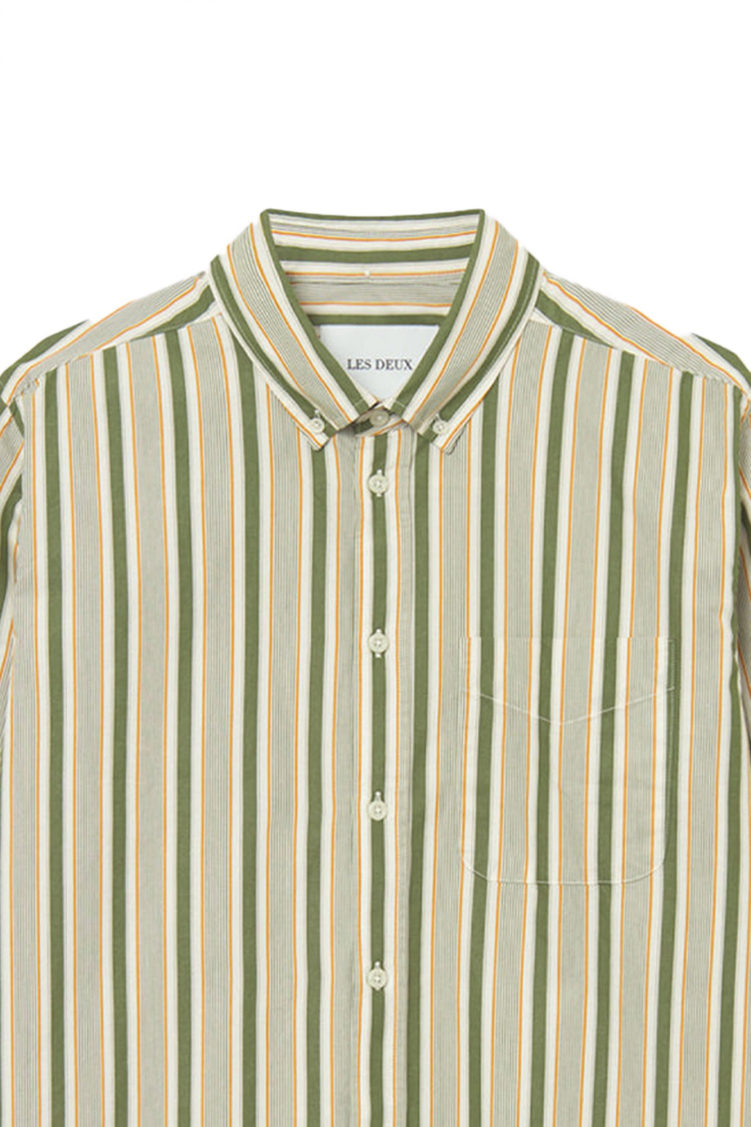 LES DEUX ΠΟΥΚΑΜΙΣΟ ΠΟΠΛΙΝΑ KENT STRIPE PEACHED ΡΙΓΕ ΛΕΥΚΟ-ΠΡΑΣΙΝΟ-ΠΟΡΤΟΚΑΛΙ φωτογραφία