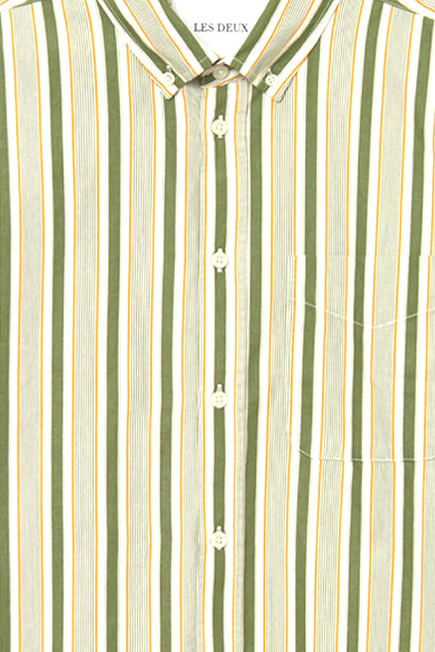 LES DEUX ΠΟΥΚΑΜΙΣΟ ΠΟΠΛΙΝΑ KENT STRIPE PEACHED ΡΙΓΕ ΛΕΥΚΟ-ΠΡΑΣΙΝΟ-ΠΟΡΤΟΚΑΛΙ φωτογραφία