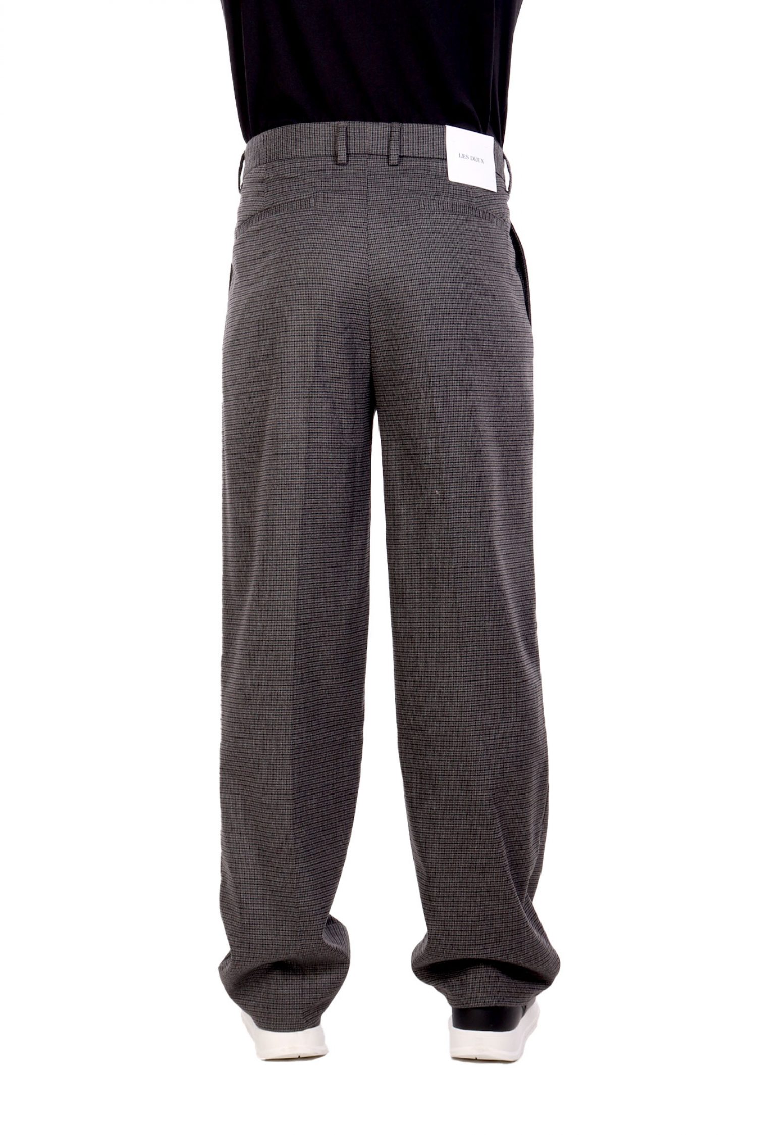 LES DEUX ΠΑΝΤΕΛΟΝΙ CHINO REECE PLEATED CHECK ΜΙΚΡΟΣΧΕΔΙΟ ΣΚΟΥΡΟ ΓΚΡΙ φωτογραφία