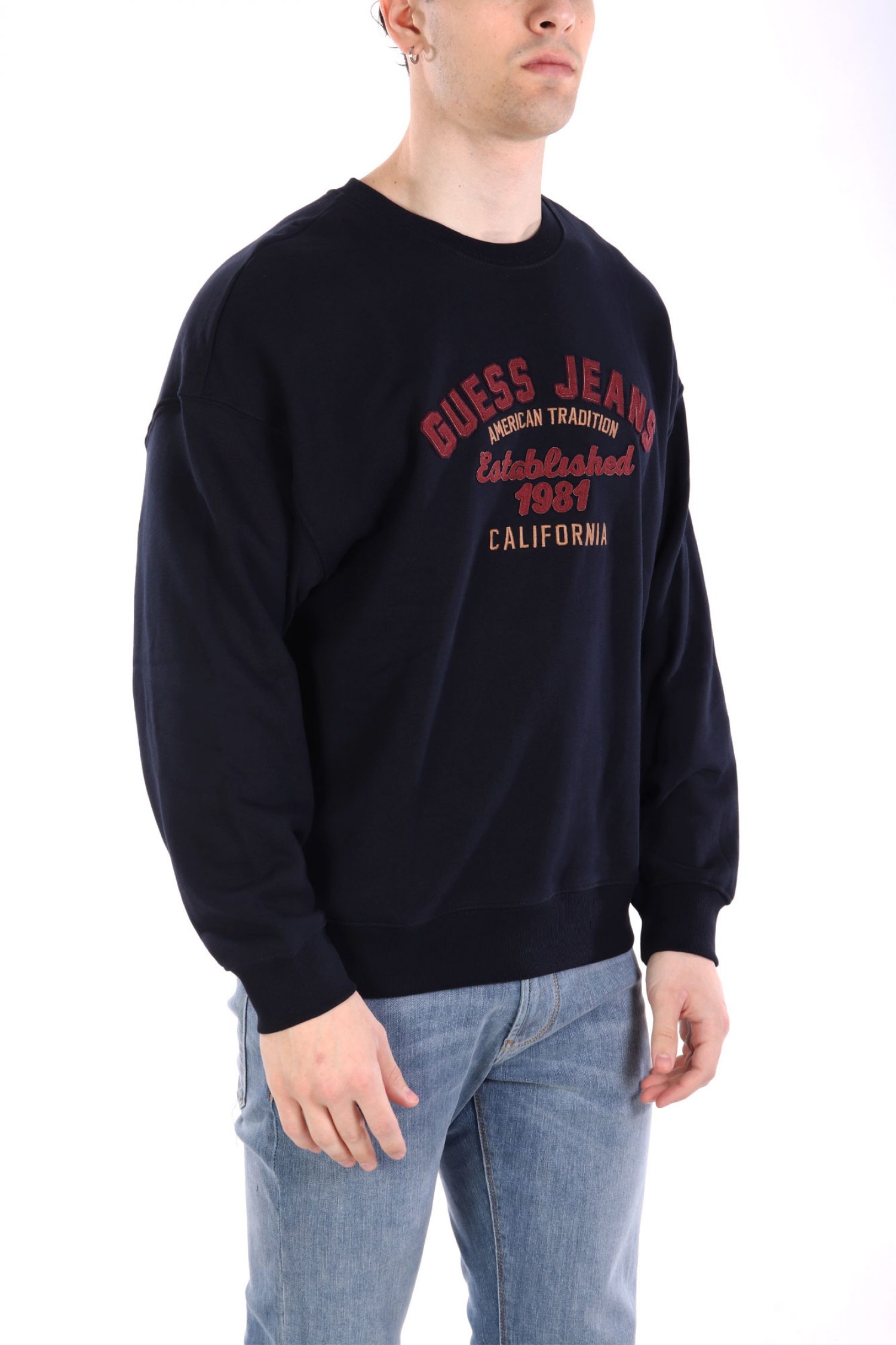 GUESS JEANS ΦΟΥΤΕΡ CREW NECK OVERSIZED LOGO ΜΠΛΕ φωτογραφία