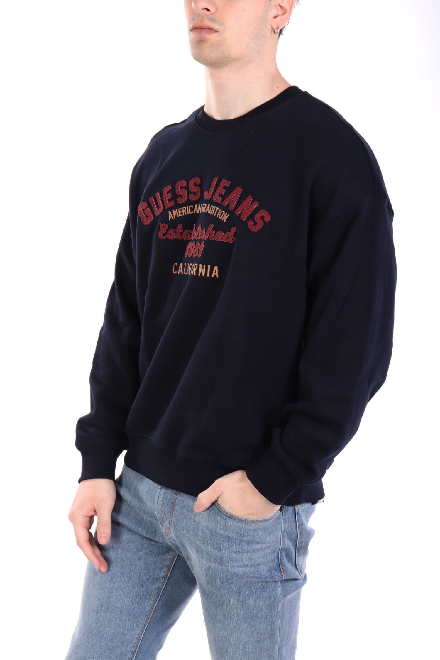 GUESS JEANS ΦΟΥΤΕΡ CREW NECK OVERSIZED LOGO ΜΠΛΕ φωτογραφία