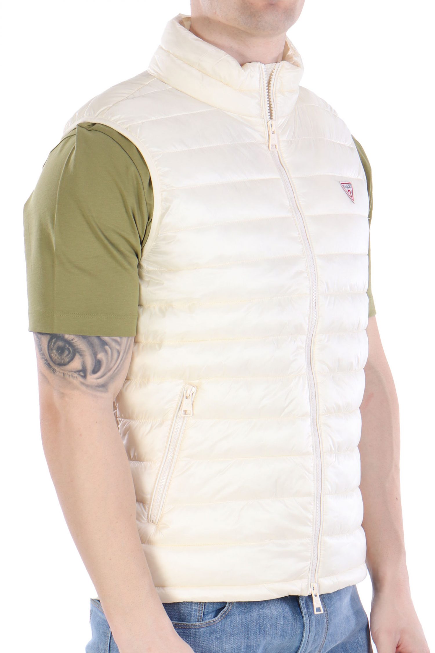 GUESS JEANS ΜΠΟΥΦΑΝ ΑΜΑΝΙΚΟ LOGO ΕΚΡΟΥ