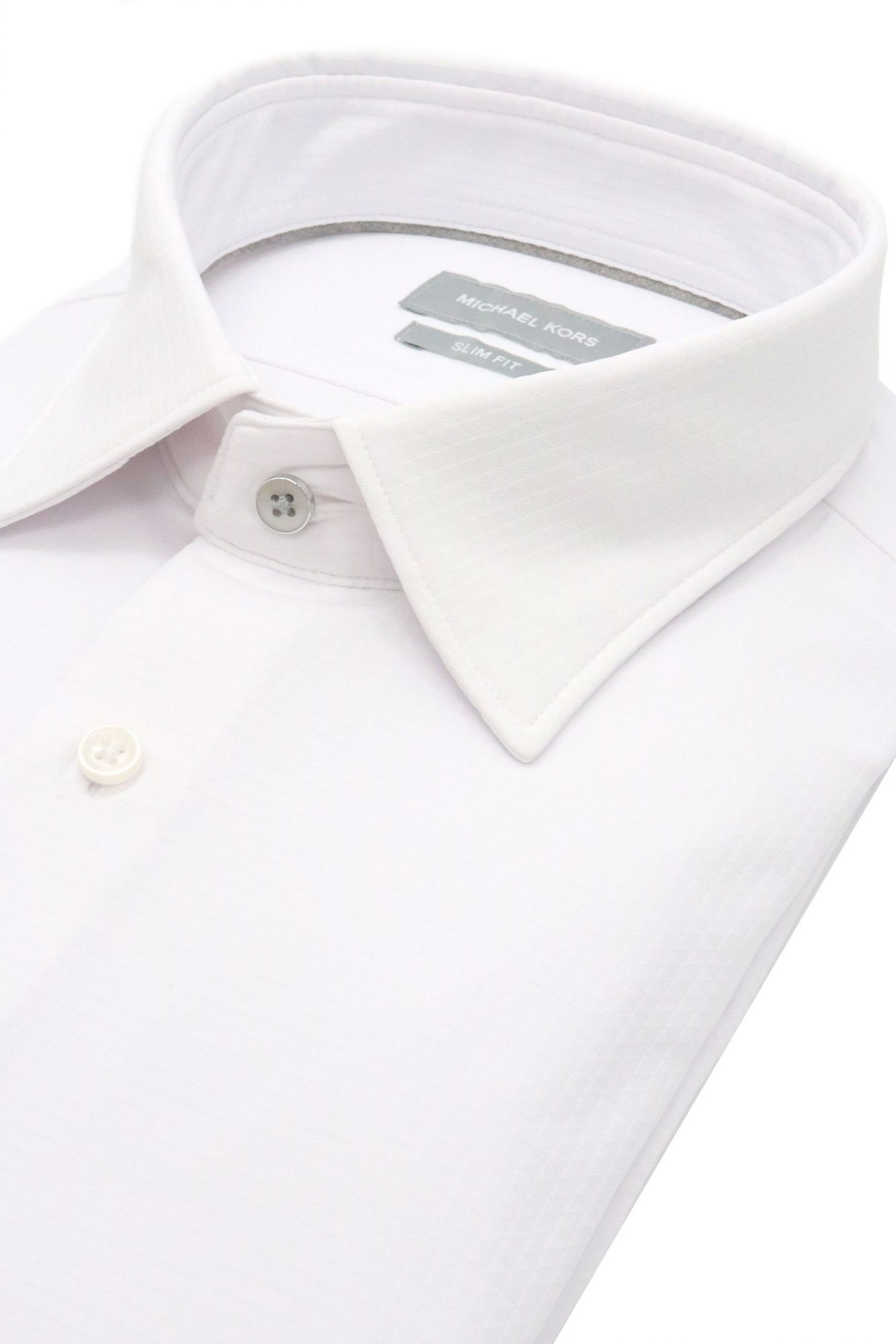 MICHAEL KORS ΠΟΥΚΑΜΙΣΟ ΜΙΚΡΟΣΧΕΔΙΟ SLIM FIT PERFORMANCE DOBBY ΛΕΥΚΟ