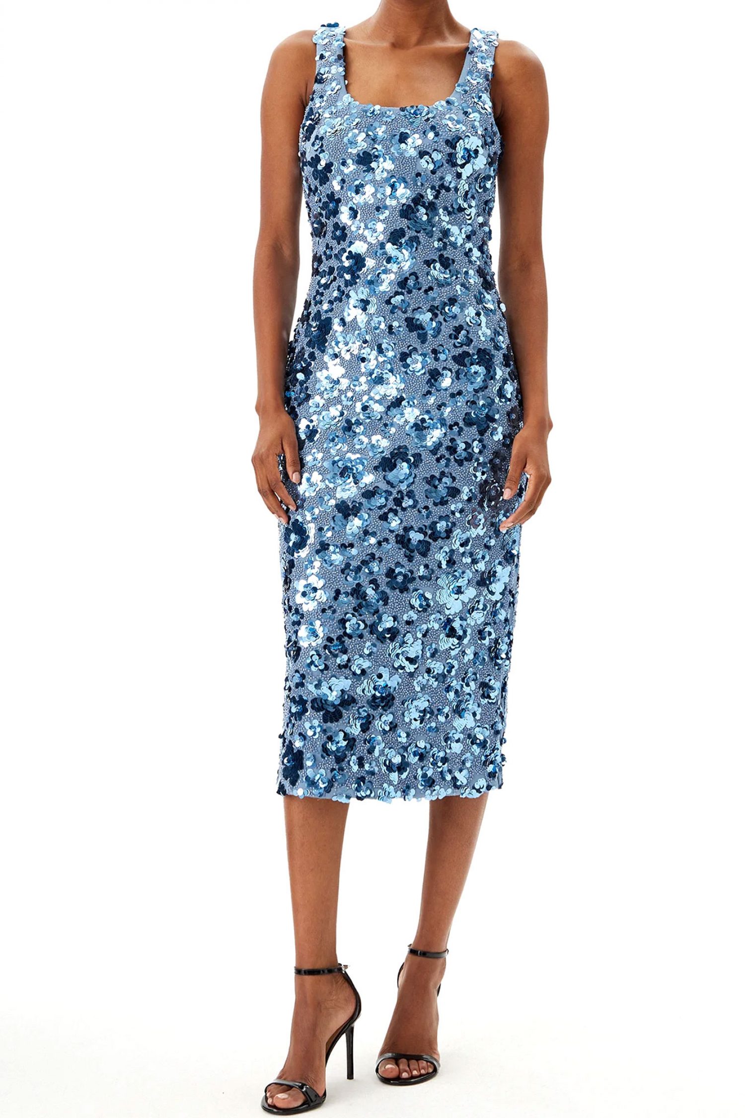 MICHAEL KORS ΦΟΡΕΜΑ MIDI ΠΑΓΕΤΑ ΑΝΟΙΧΤΟ ΜΠΛΕ φωτογραφία