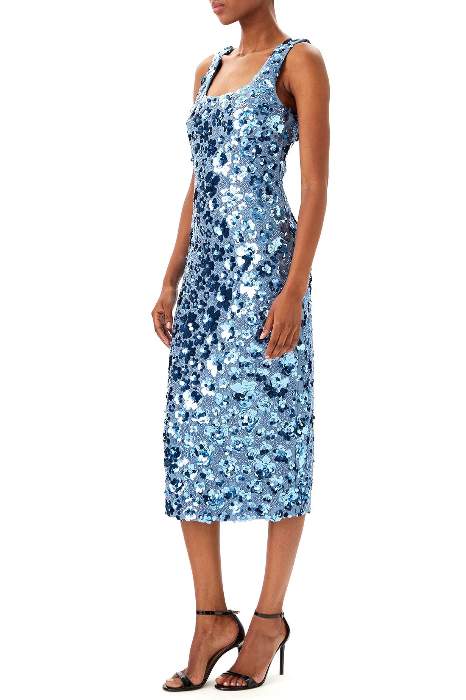 MICHAEL KORS ΦΟΡΕΜΑ MIDI ΠΑΓΕΤΑ ΑΝΟΙΧΤΟ ΜΠΛΕ φωτογραφία