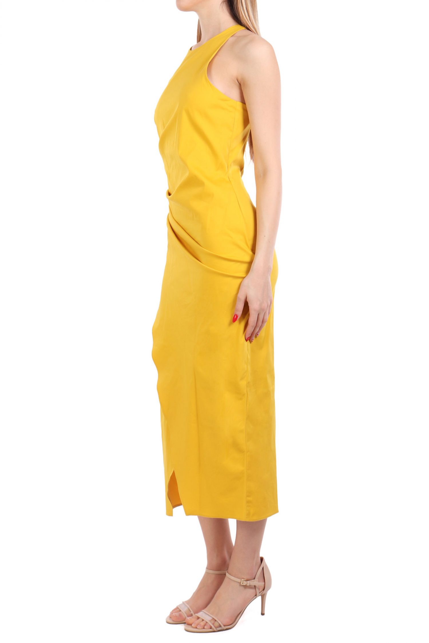 MARELLA ΦΟΡΕΜΑ MIDI ELEGIA ΝΤΡΑΠΕ ΑΝΟΙΧΤΗ ΠΛΑΤΗ ΚΙΤΡΙΝΟ