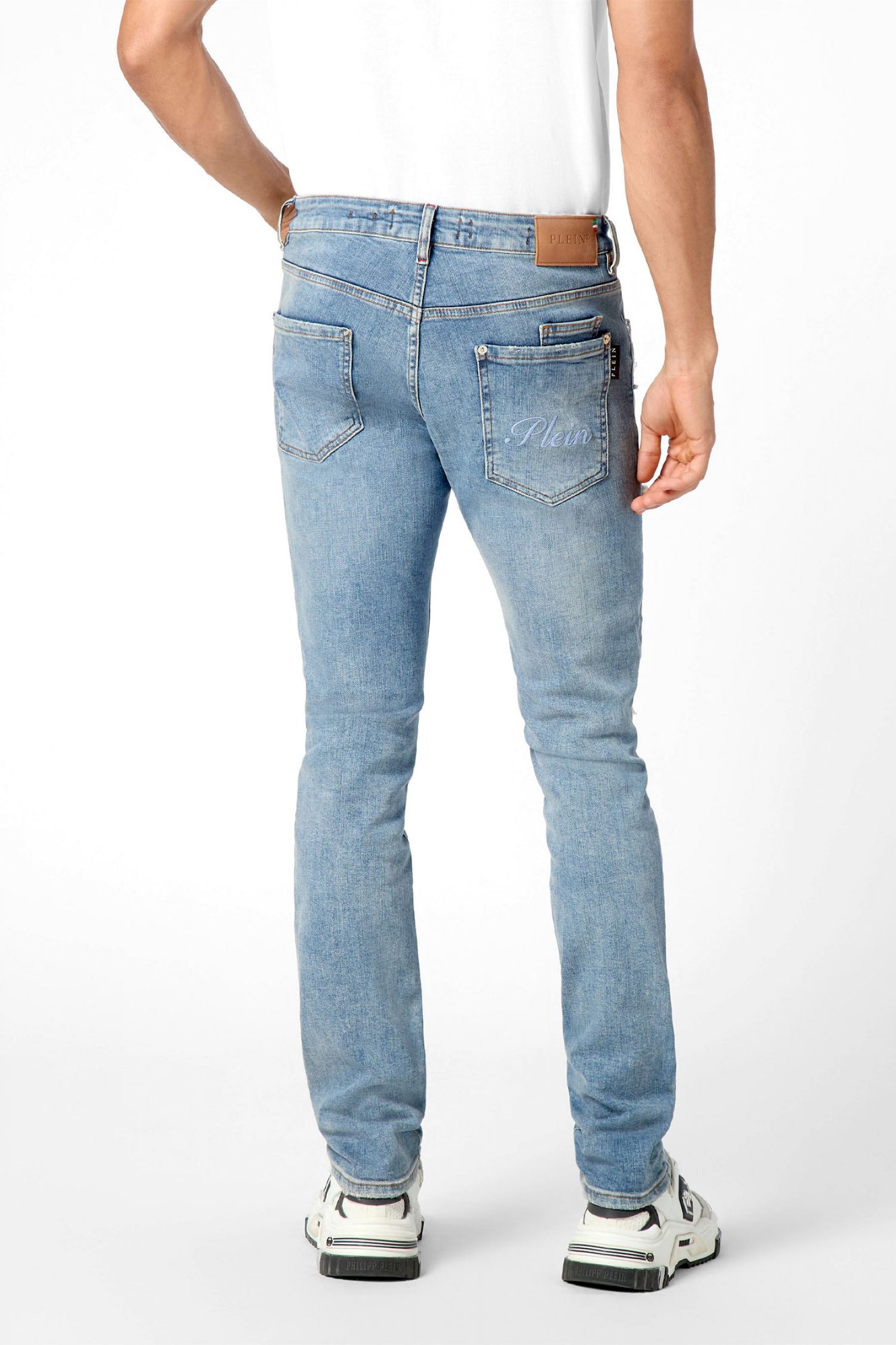 PHILIPP PLEIN ΠΑΝΤΕΛΟΝΙ JEANS SUPER STRAIGHT CUT FIT ΜΠΛΕ
