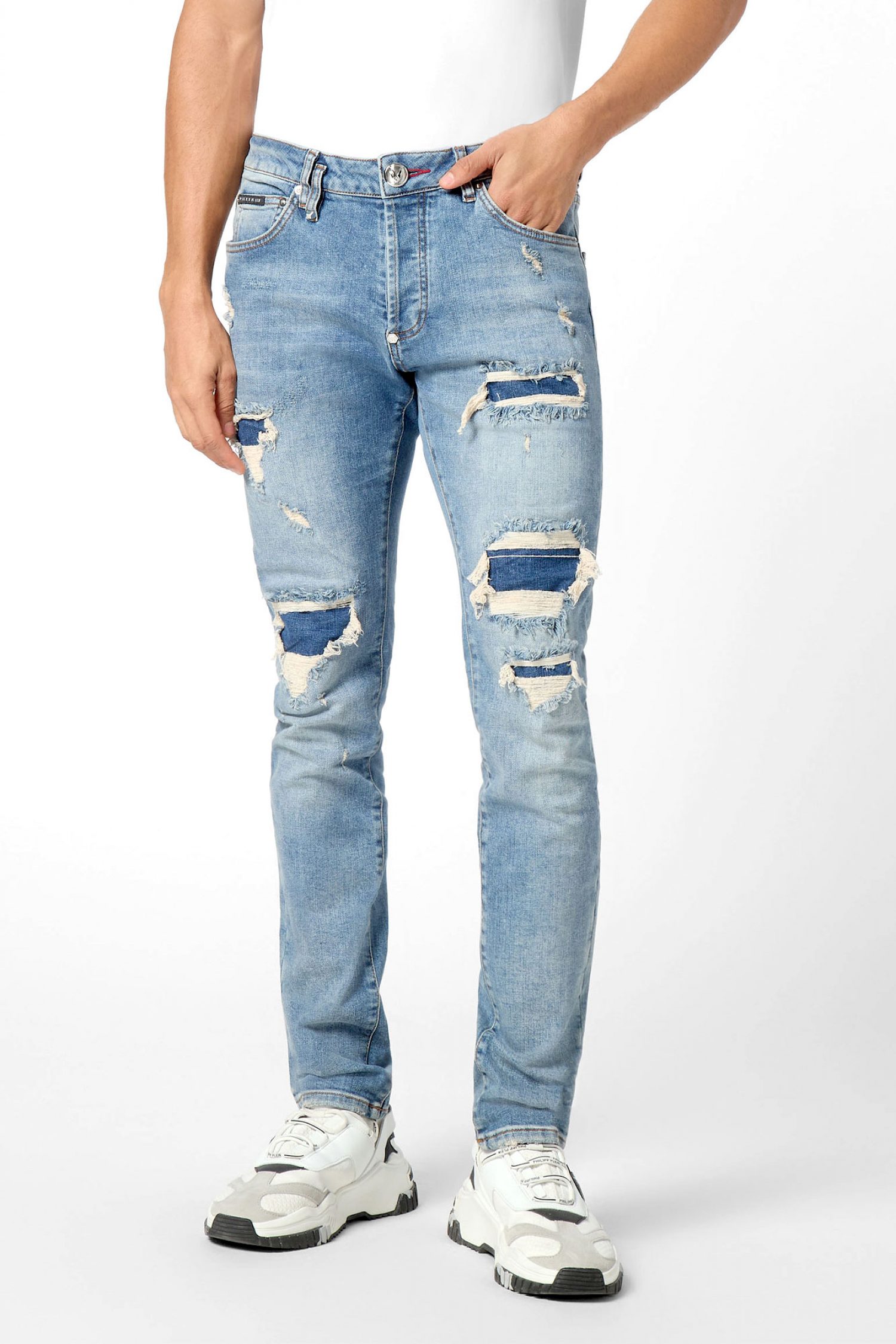 PHILIPP PLEIN ΠΑΝΤΕΛΟΝΙ JEANS SUPER STRAIGHT CUT FIT ΜΠΛΕ