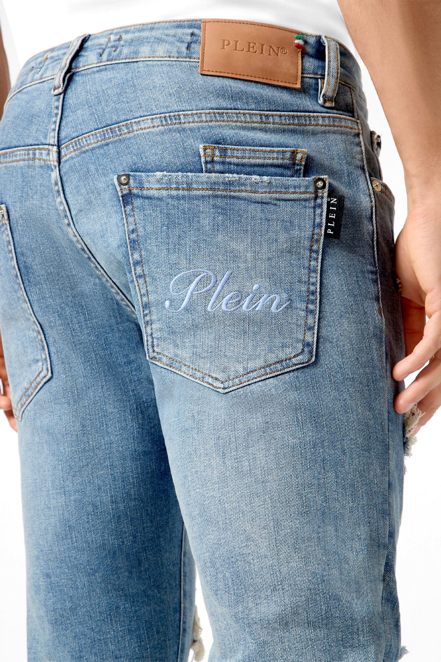 PHILIPP PLEIN ΠΑΝΤΕΛΟΝΙ JEANS SUPER STRAIGHT CUT FIT ΜΠΛΕ