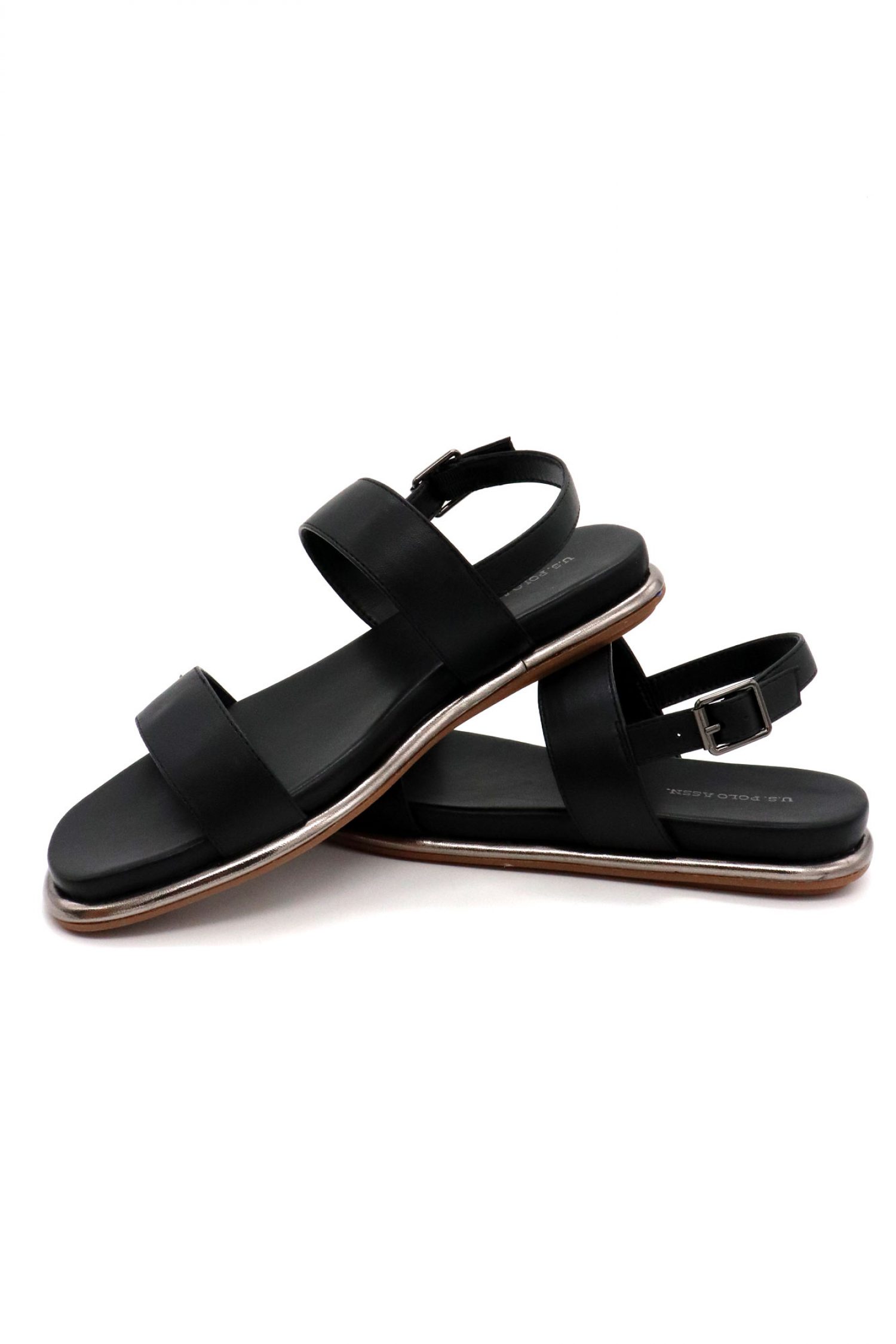 U.S. POLO ASSN. ΠΑΠΟΥΤΣΙΑ ΠΕΔΙΛΑ ΜETAΛΛΙΚΟ LOGO ΜΑΥΡΟ φωτογραφία