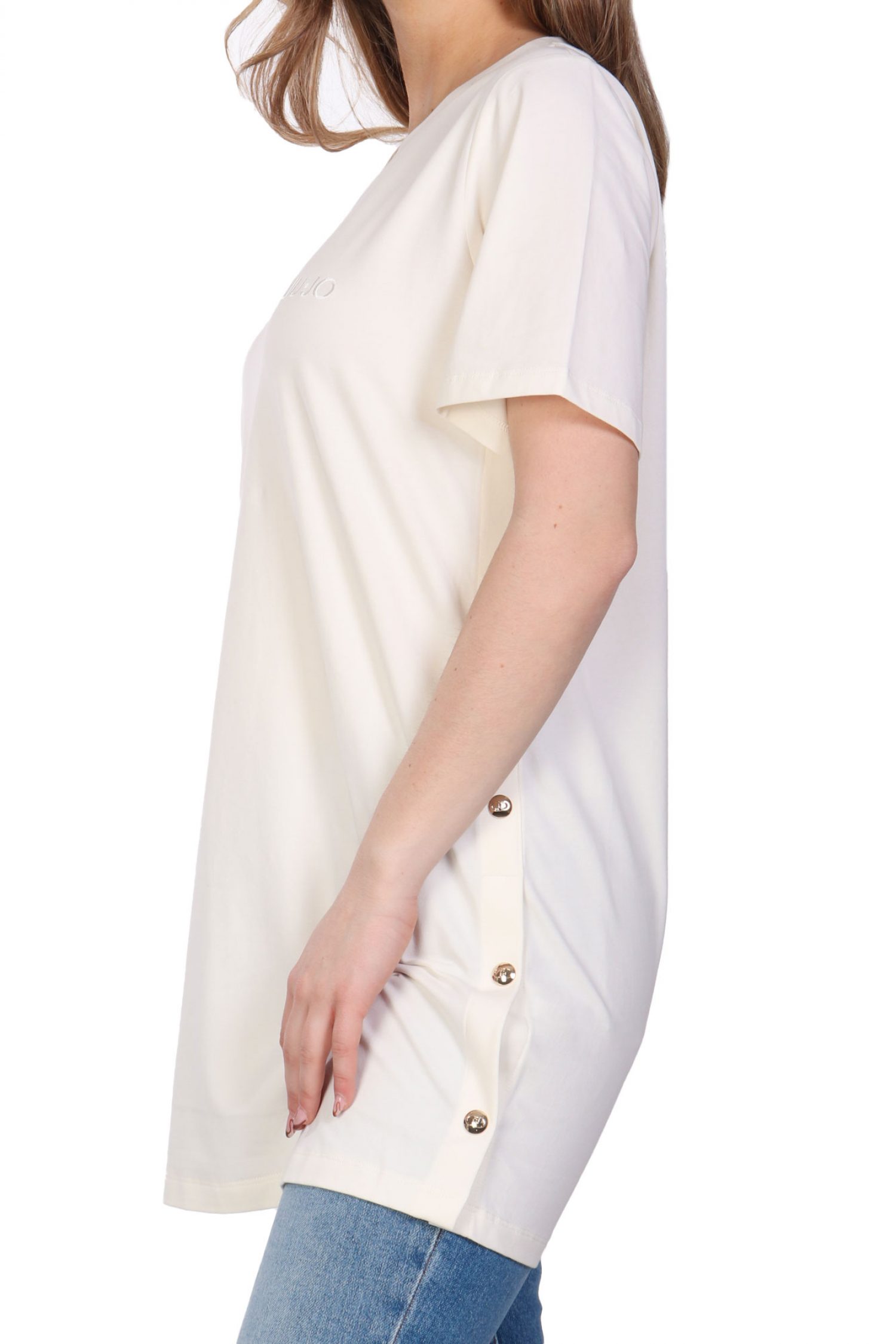 LIU JO BETTER T-SHIRT M MAXI ΚΟΥΜΠΙΑ ΠΛΑΙ ΕΚΡΟΥ φωτογραφία