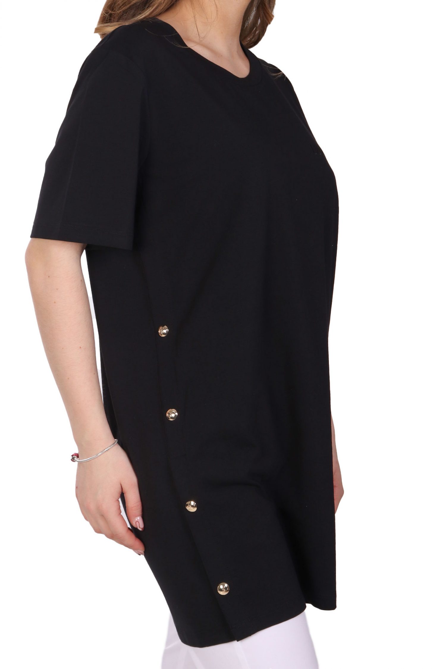 LIU JO BETTER T-SHIRT M MAXI ΚΟΥΜΠΙΑ ΠΛΑΙ ΜΑΥΡΟ