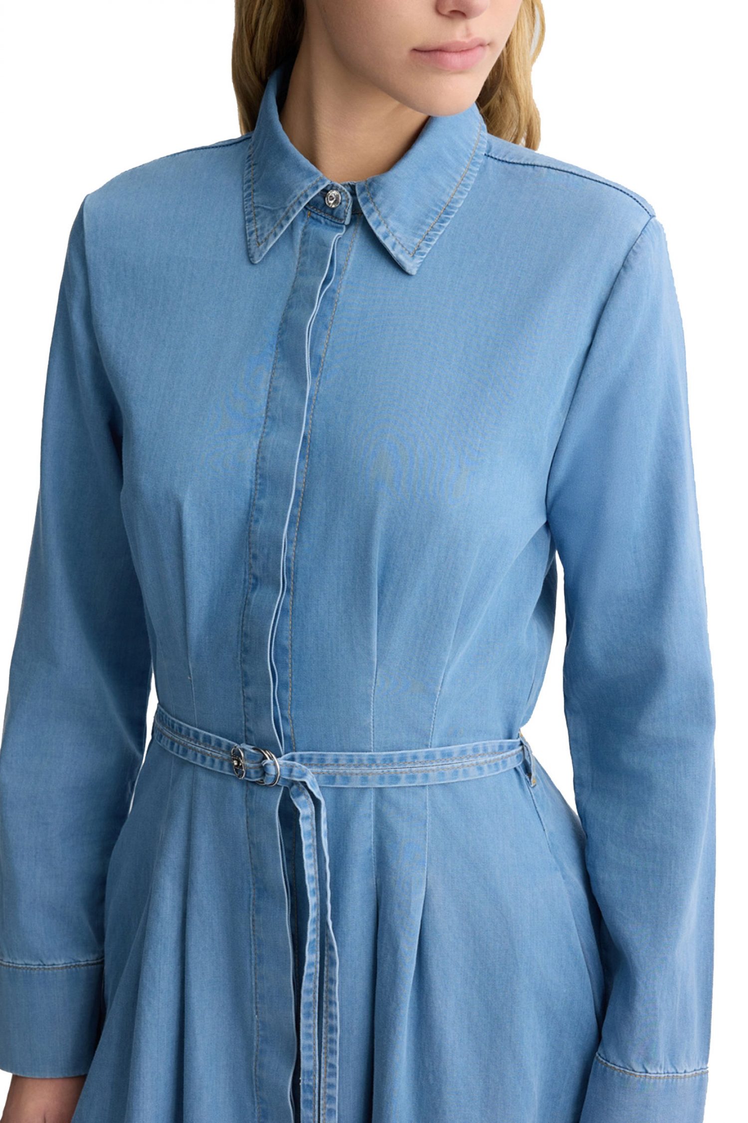 LIU-JO ΦΟΡΕΜΑ MAXI ΣΕΜΙΖΙΕ ΜΕ ΑΠΟΣΠΩΜΕΝΗ ΖΩΝΗ ΑΝΟΙΧΤΟ ΜΠΛΕ φωτογραφία