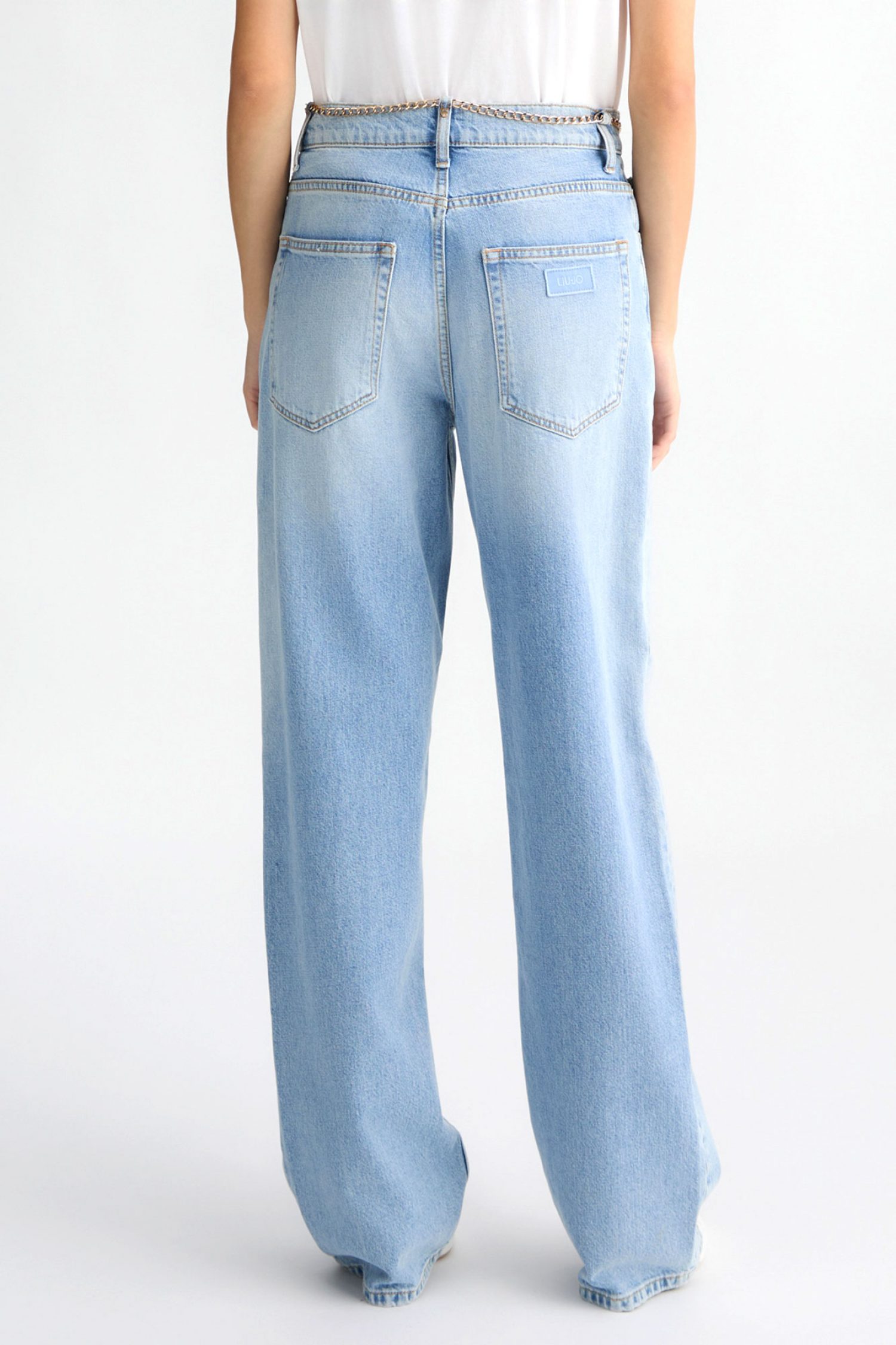 LIU -JO ΠΑΝΤΕΛΟΝΙ JEANS STRAIGHT FIT ΖΩΝΗ ΑΛΥΣΙΔΑ ΣΙΕΛ