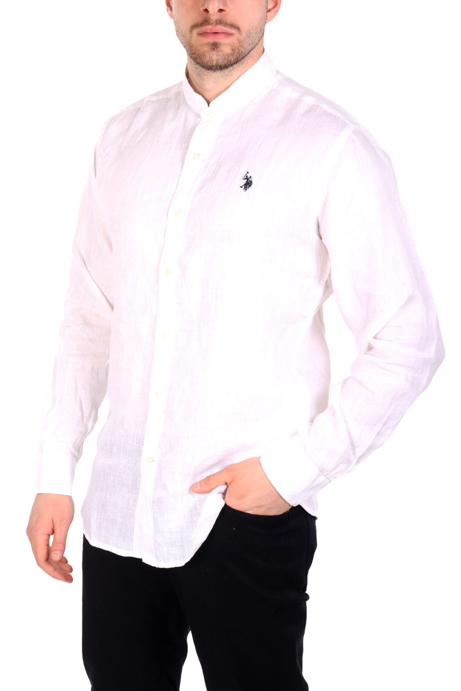 U.S.POLO ASSN ΠΟΥΚΑΜΙΣΟ ΜΑΟ SLIM FIT ΛΕΥΚΟ φωτογραφία