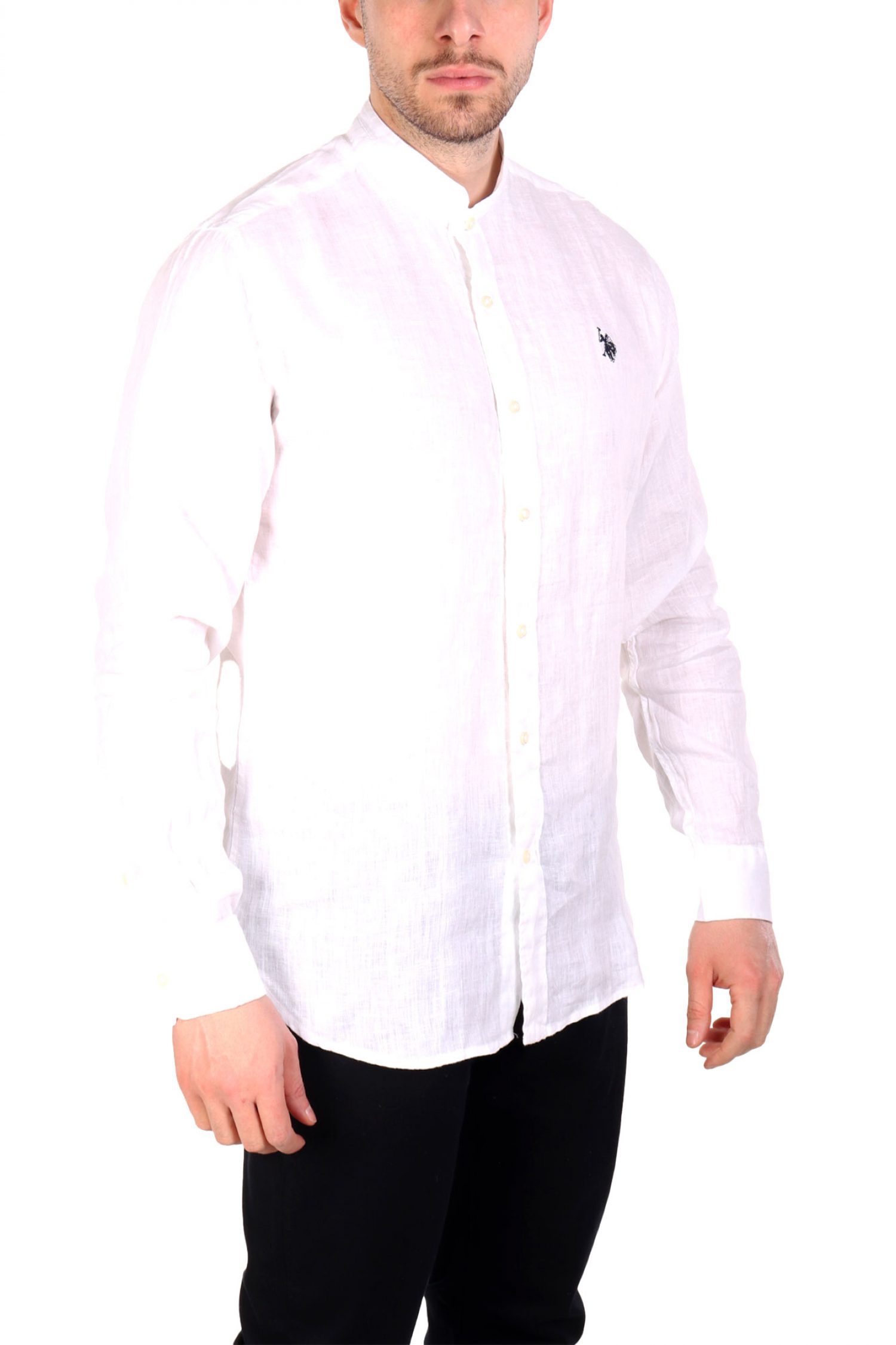 U.S.POLO ASSN ΠΟΥΚΑΜΙΣΟ ΜΑΟ SLIM FIT ΛΕΥΚΟ φωτογραφία