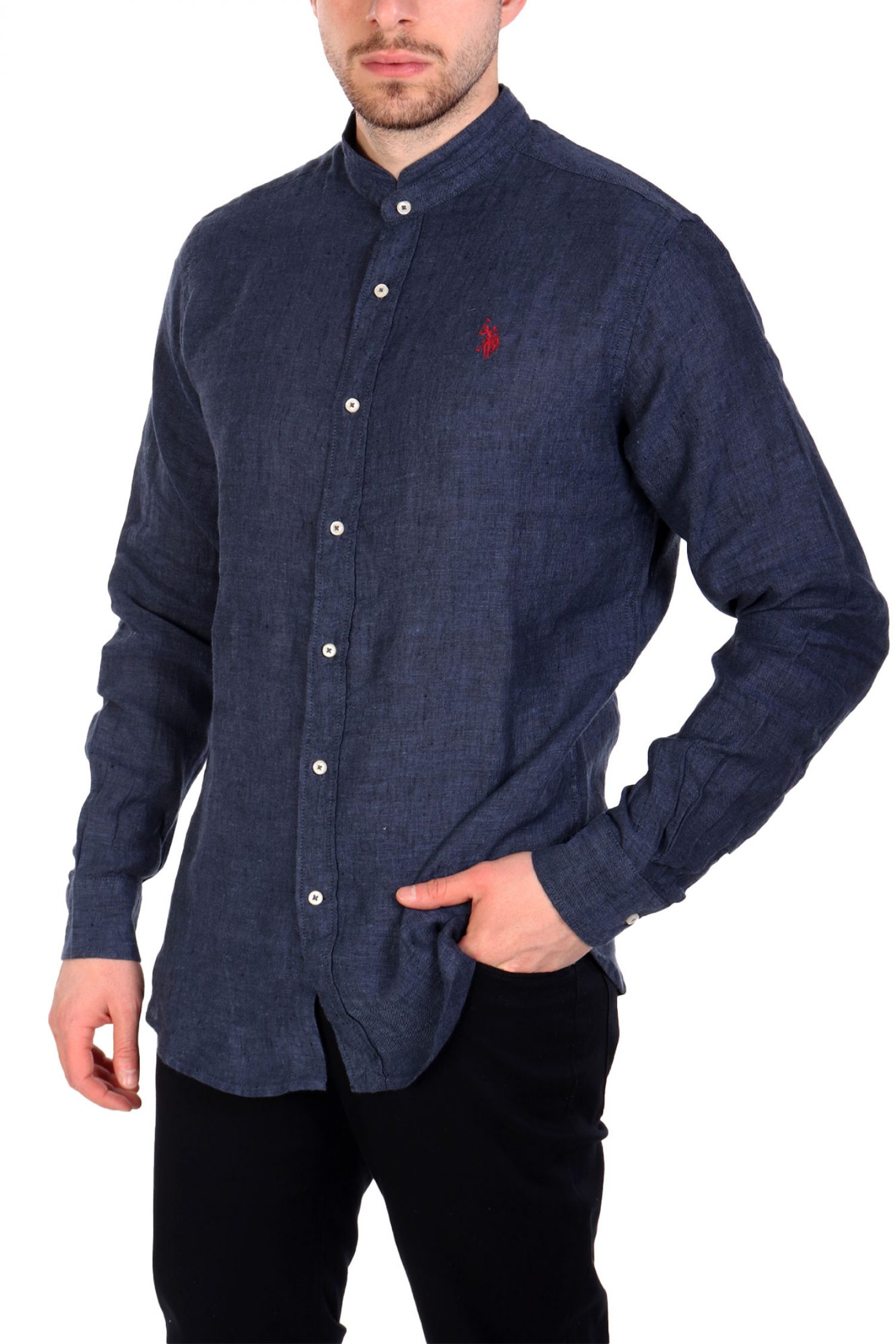 U.S.POLO ASSN ΠΟΥΚΑΜΙΣΟ ΜΑΟ SLIM FIT ΜΠΛΕ φωτογραφία