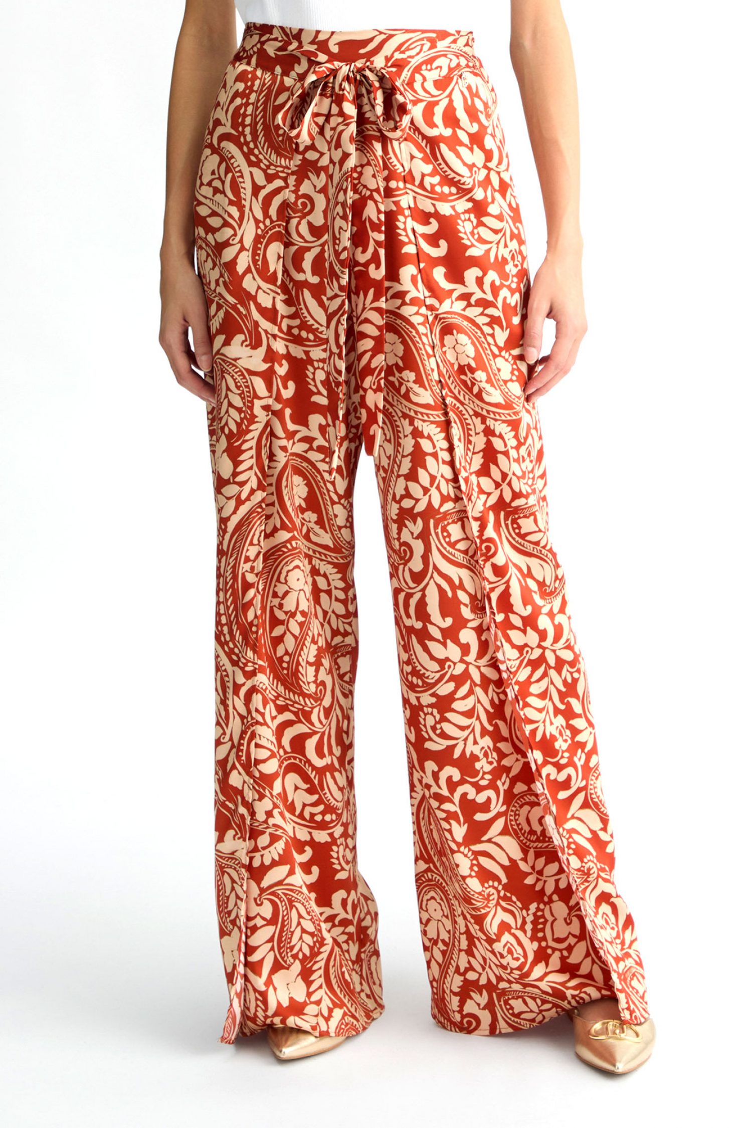 LIU -JO ΠΑΝΤΕΛΟΝΑ ΑΝΟΙΓΜΑ ΠΛΑΙ ΛΑΧΟΥΡΙ ΜΕ ΖΩΝΗ ΕΚΡΟΥ-ΕΚΑΙ