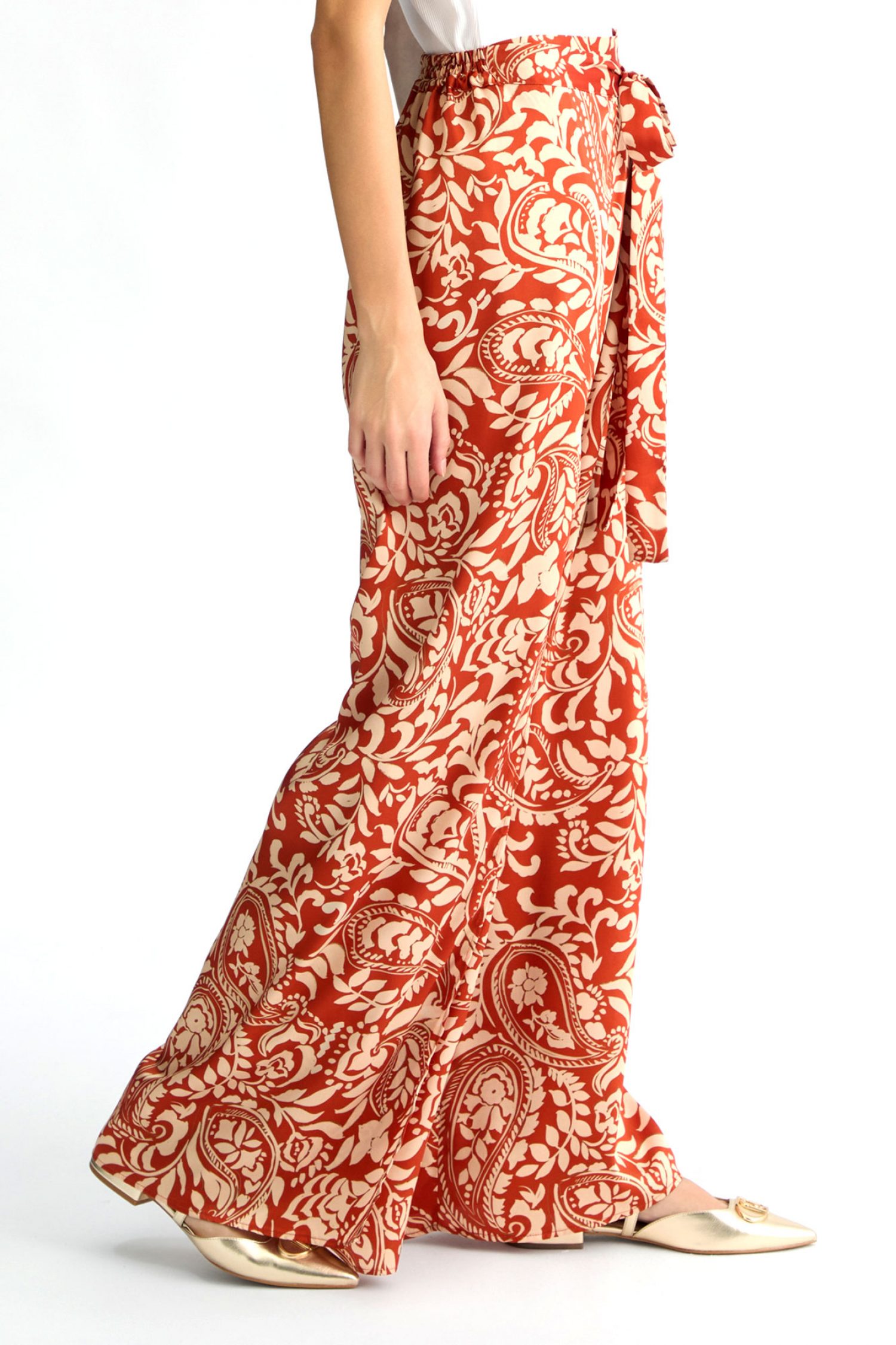 LIU -JO ΠΑΝΤΕΛΟΝΑ ΑΝΟΙΓΜΑ ΠΛΑΙ ΛΑΧΟΥΡΙ ΜΕ ΖΩΝΗ ΕΚΡΟΥ-ΕΚΑΙ