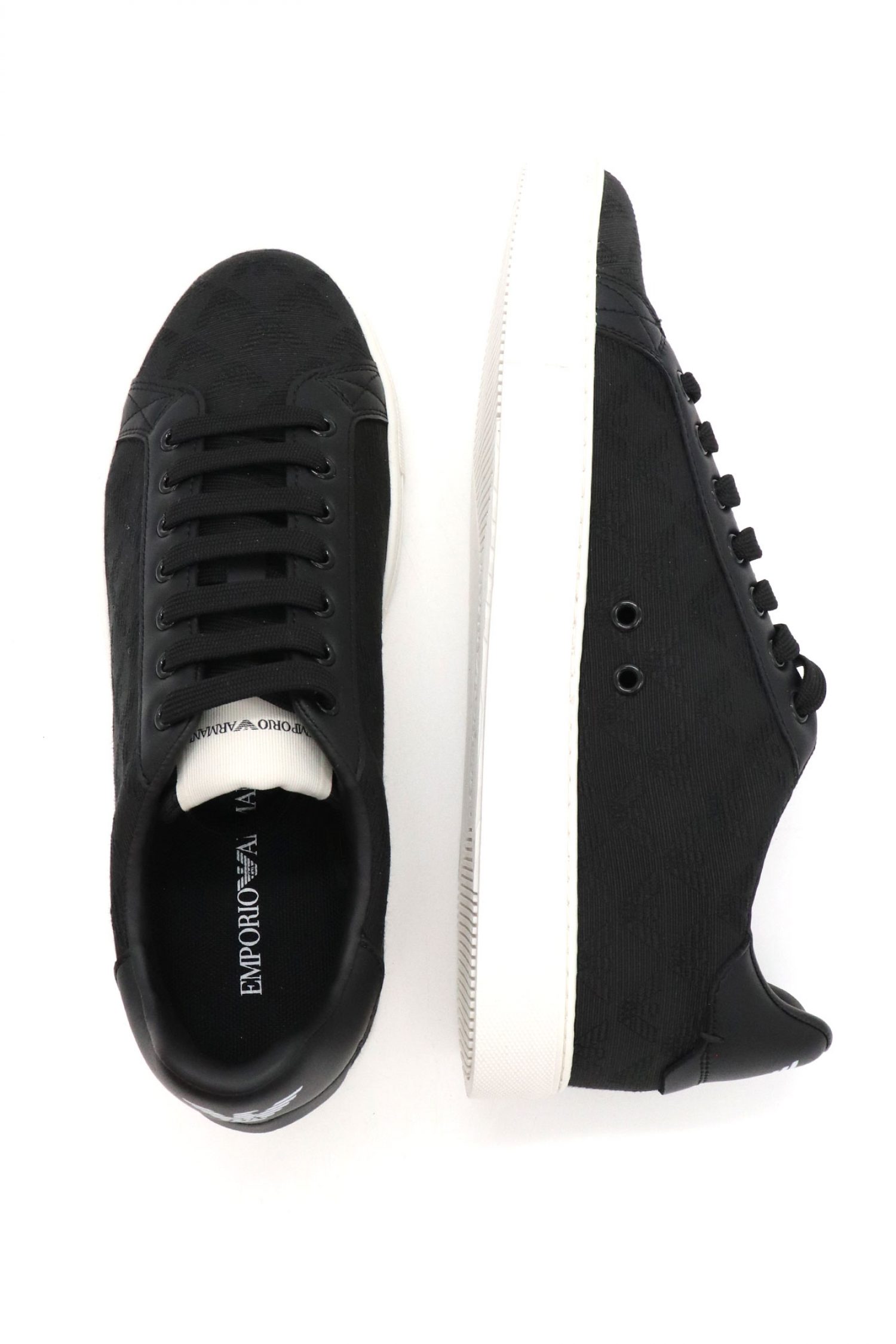 EMPORIO ARMANI ΠΑΠΟΥΤΣΙΑ SNEAKERS ALL OVER LOGO ΜΑΥΡΟ