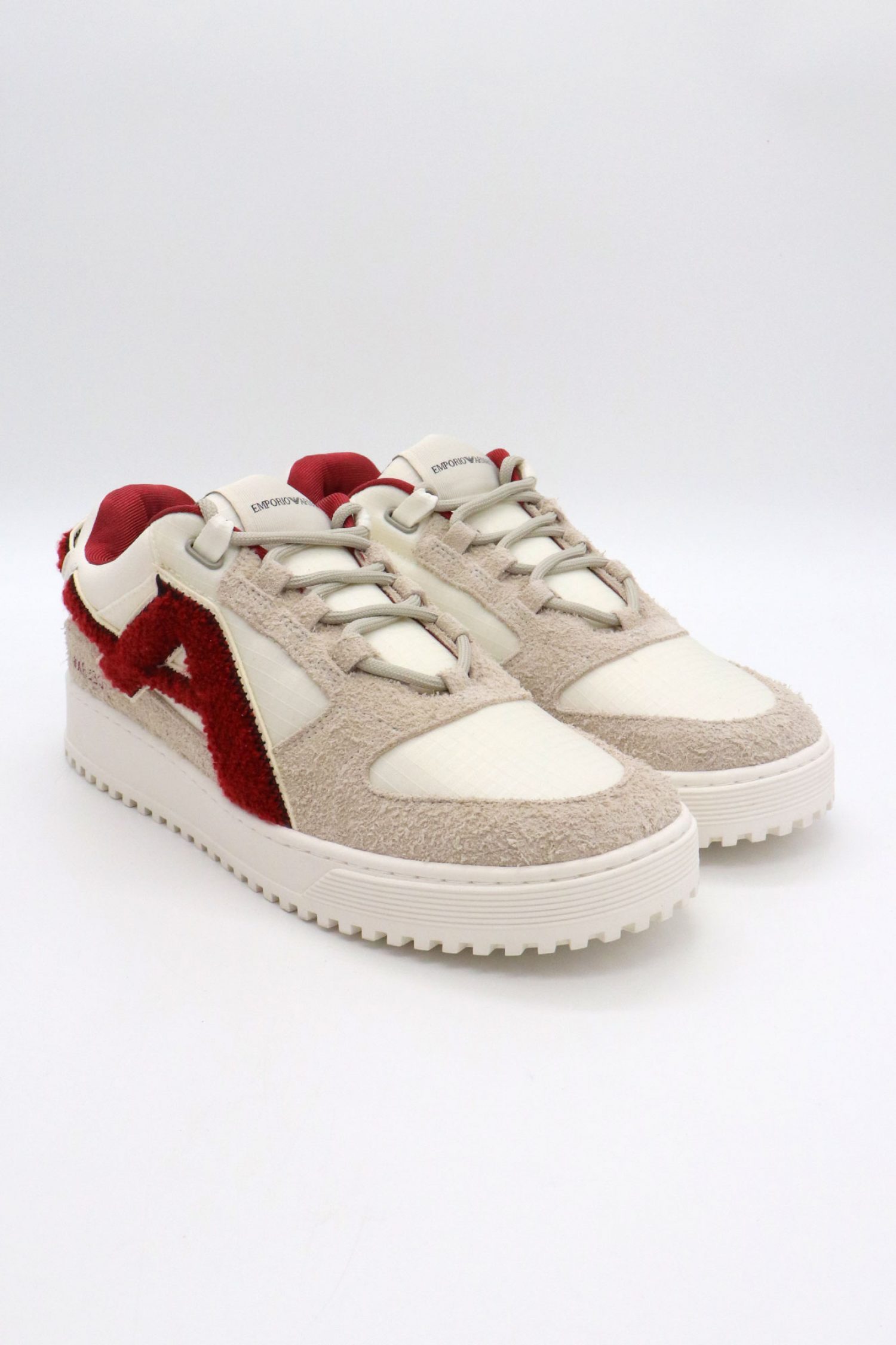 EMPORIO ARMANI ΠΑΠΟΥΤΣΙΑ SNEAKERS LOGO ΛΕΥΚΟ-ΜΠΟΡΝΤΩ