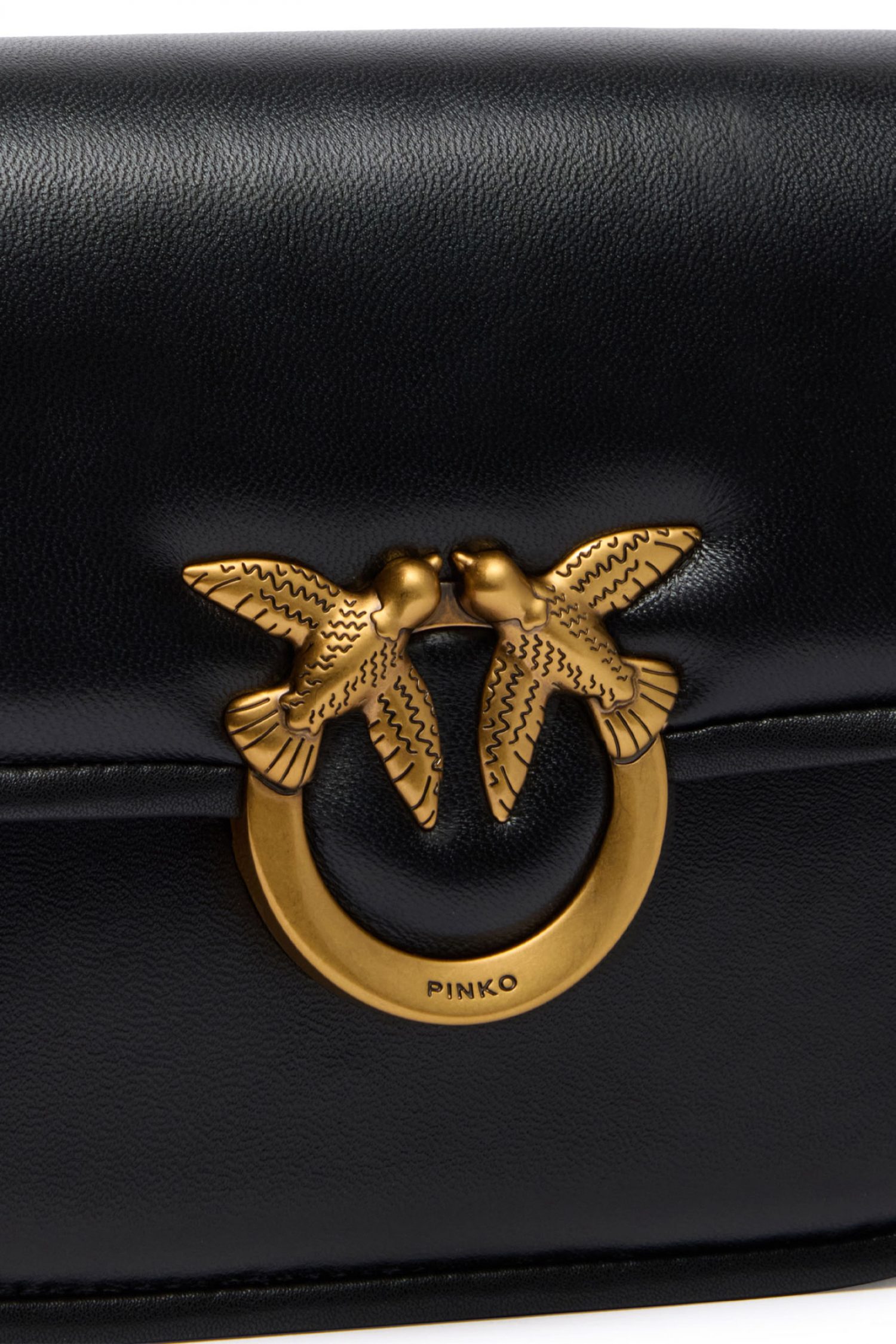 PINKO ΓΥΝΑΙΚΕΙΑ ΤΣΑΝΤΑ LOVE BOX BAG FL MINI NAPPA + VITELLO SETA ΜΑΥΡΟ-ANTIQUE GOLD