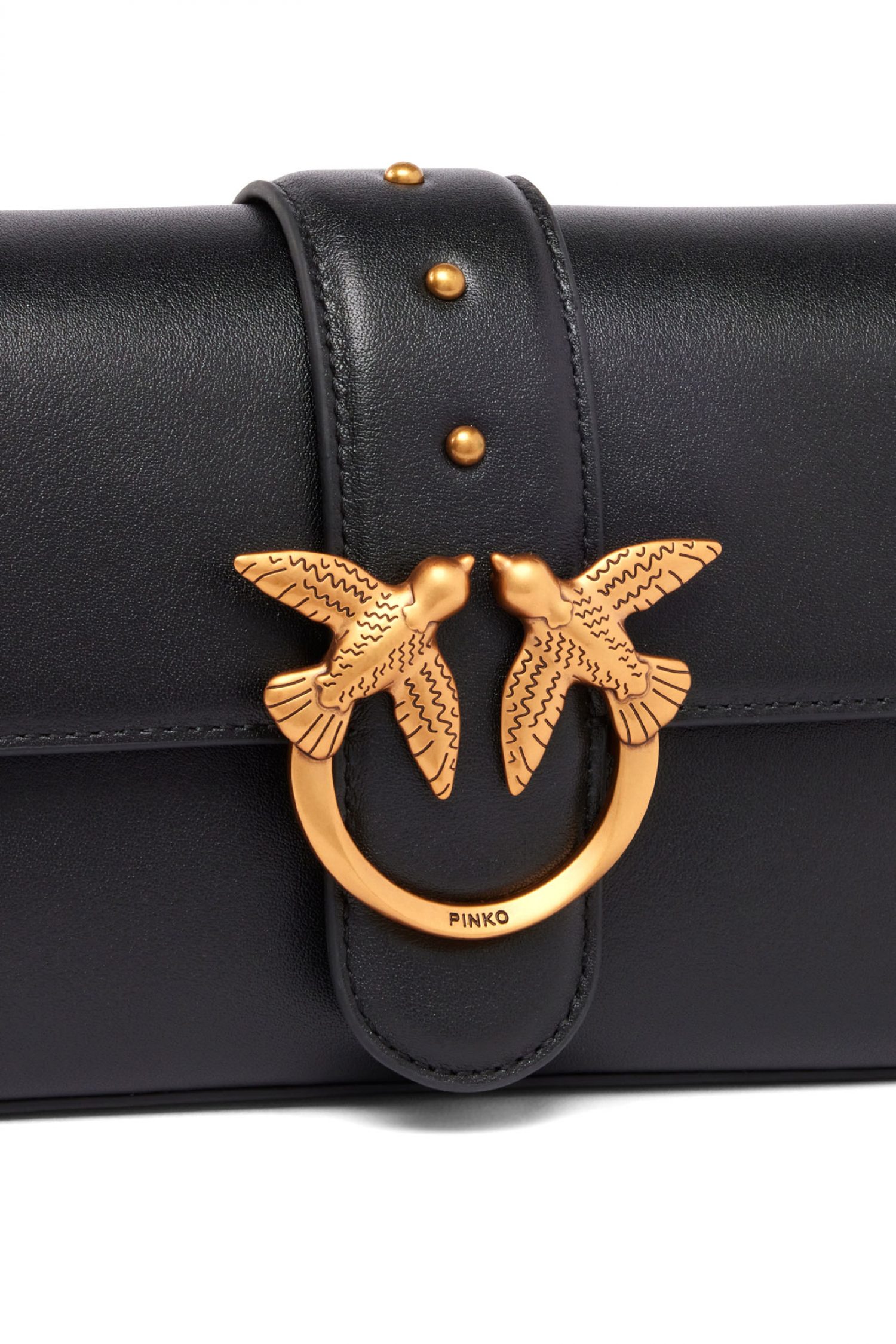 PINKO ΤΣΑΝΤΑΚΙ LOVE ONE MINI FL VITELLO MORBIDO ΜΑΥΡΟ