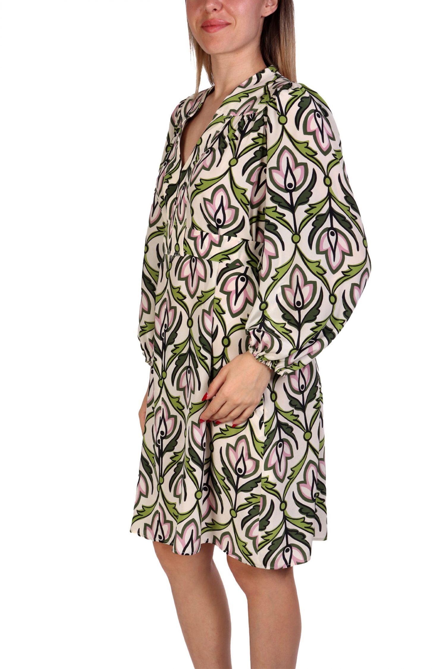 MAX MARA WEEKEND ΦΟΡΕΜΑ MIDI BADEN ΜΕΤΑΞΙ ΕΜΠΡΙΜΕ ΕΚΡΟΥ-ΠΡΑΣΙΝΟ-ΡΟΖ φωτογραφία