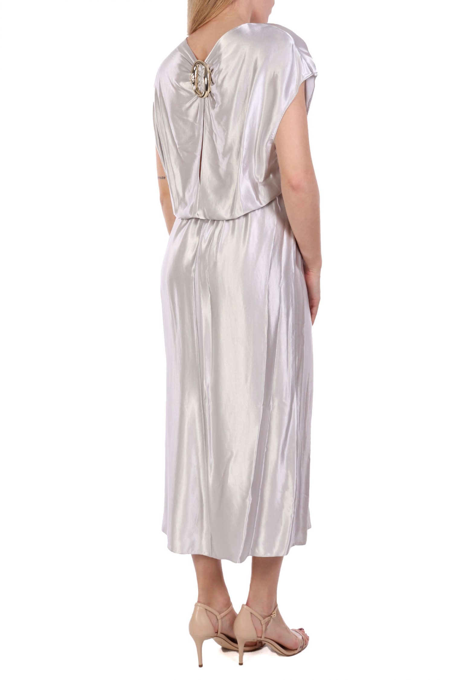 PATRIZIA PEPE ΦΟΡΕΜΑ MAXI ABITO V-NECK ΑΣΗΜΙ