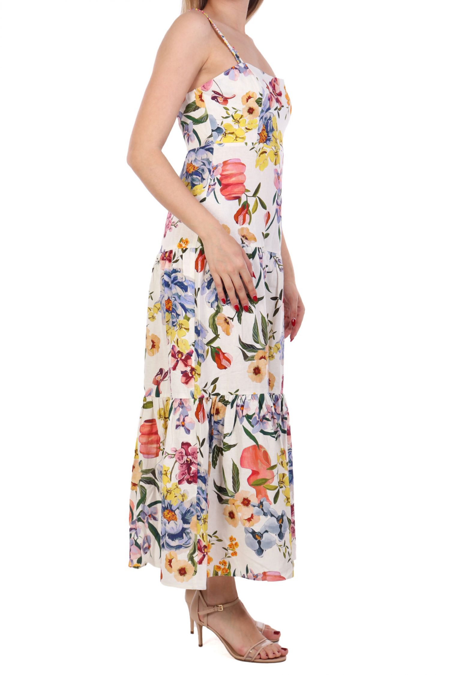 FARM RIO ΦΟΡΕΜΑ MIDI GREEK GARDEN FLORAL ΒΟΛΑΝ ΚΑΤΩ ΠΟΛΥΧΡΩΜΟ