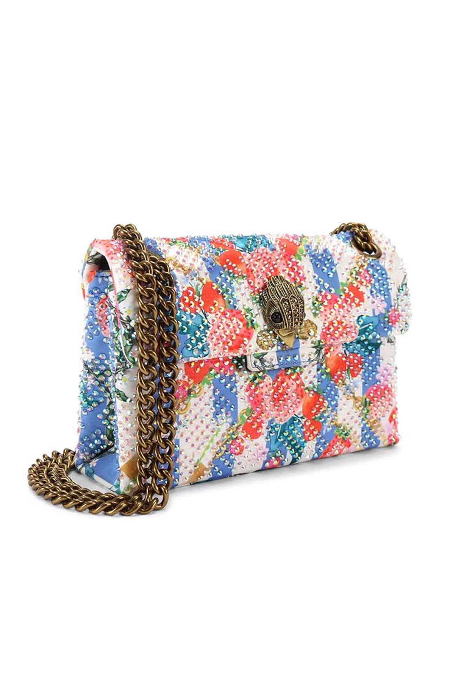 KURT GEIGER ΤΣΑΝΤΑΚΙ CROSSBODY/ΩΜΟΥ FABRIC MINI KENSINGTON ΑΛΥΣΙΔΑ ΣΤΡΑΣ LOGO ΠΟΛΥΧΡΩΜΟ