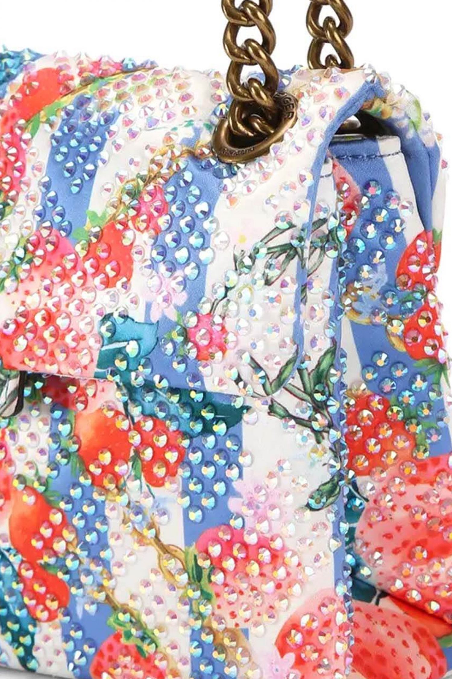 KURT GEIGER ΤΣΑΝΤΑΚΙ CROSSBODY/ΩΜΟΥ FABRIC MINI KENSINGTON ΑΛΥΣΙΔΑ ΣΤΡΑΣ LOGO ΠΟΛΥΧΡΩΜΟ