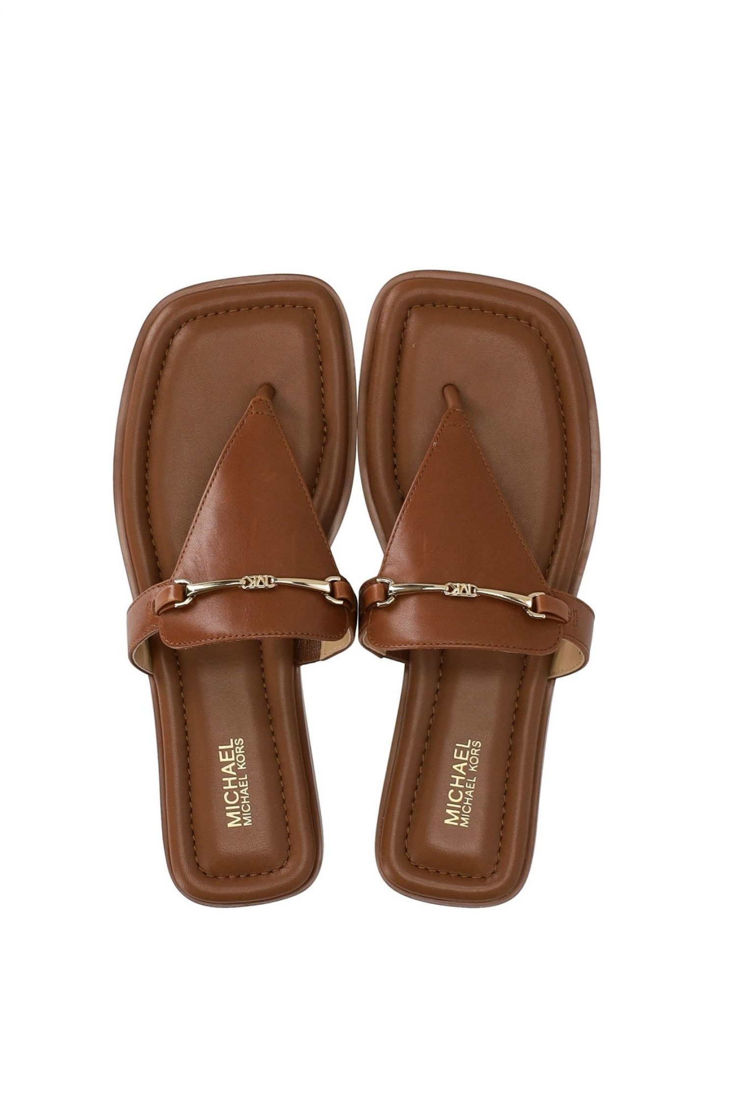 MICHAEL KORS ΠΑΠΟΥΤΣΙΑ ΠΑΝΤΟΦΛΕΣ LENA THONG MΕΤΑΛΛΙΚΟ LOGO ΤΑΜΠΑ φωτογραφία