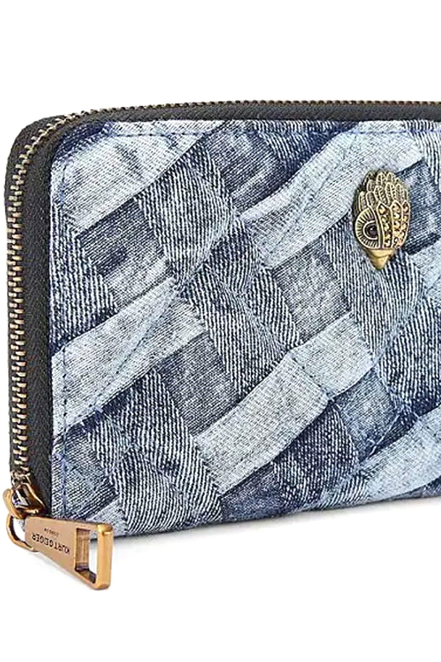 KURT GEIGER ΠΟΡΤΟΦΟΛΙ KENSINGTON ZIP AROUND TZIN LOGO DENIM φωτογραφία