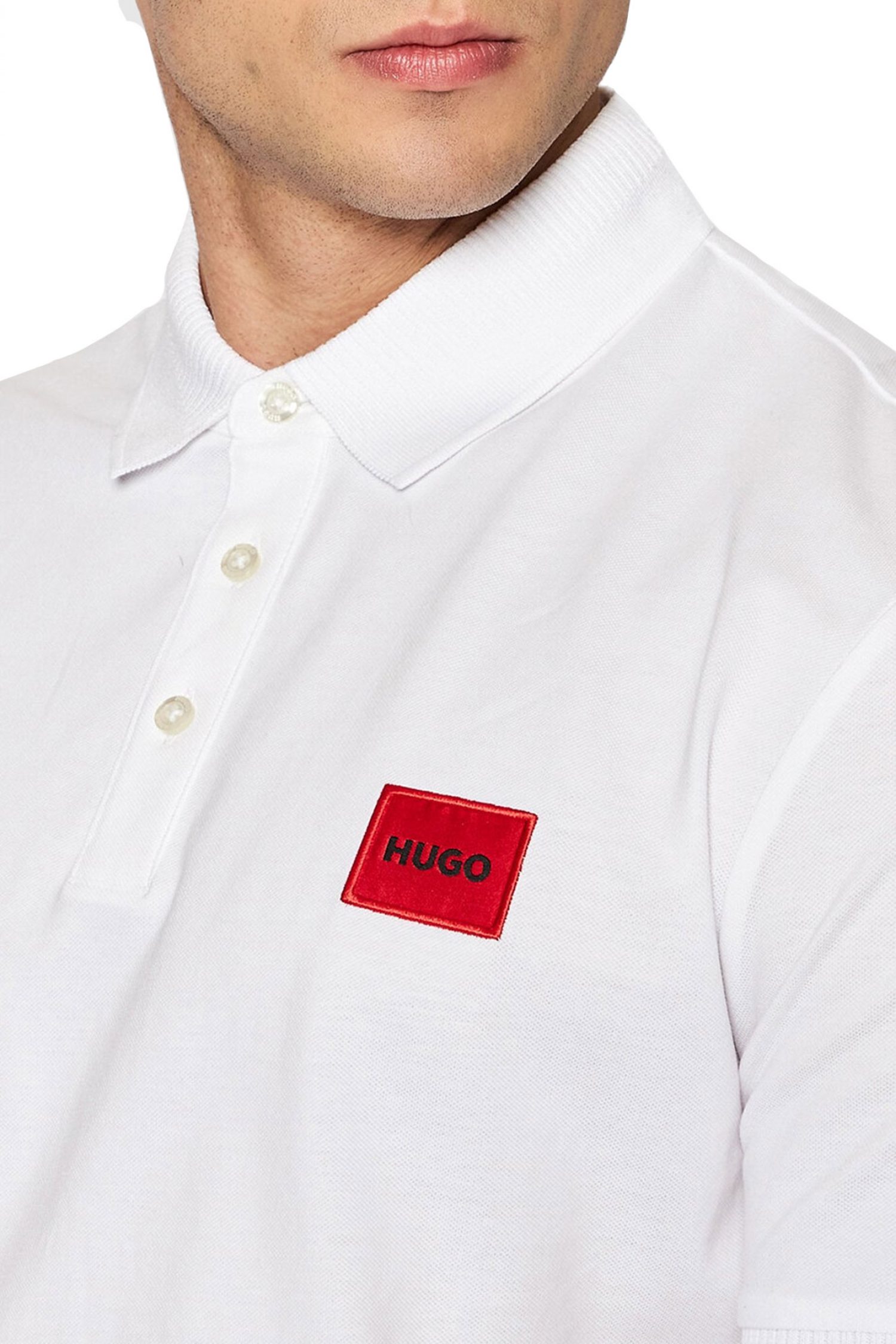 HUGO POLO SLIM FIT DERESO222 LOGO ΛΕΥΚΟ φωτογραφία