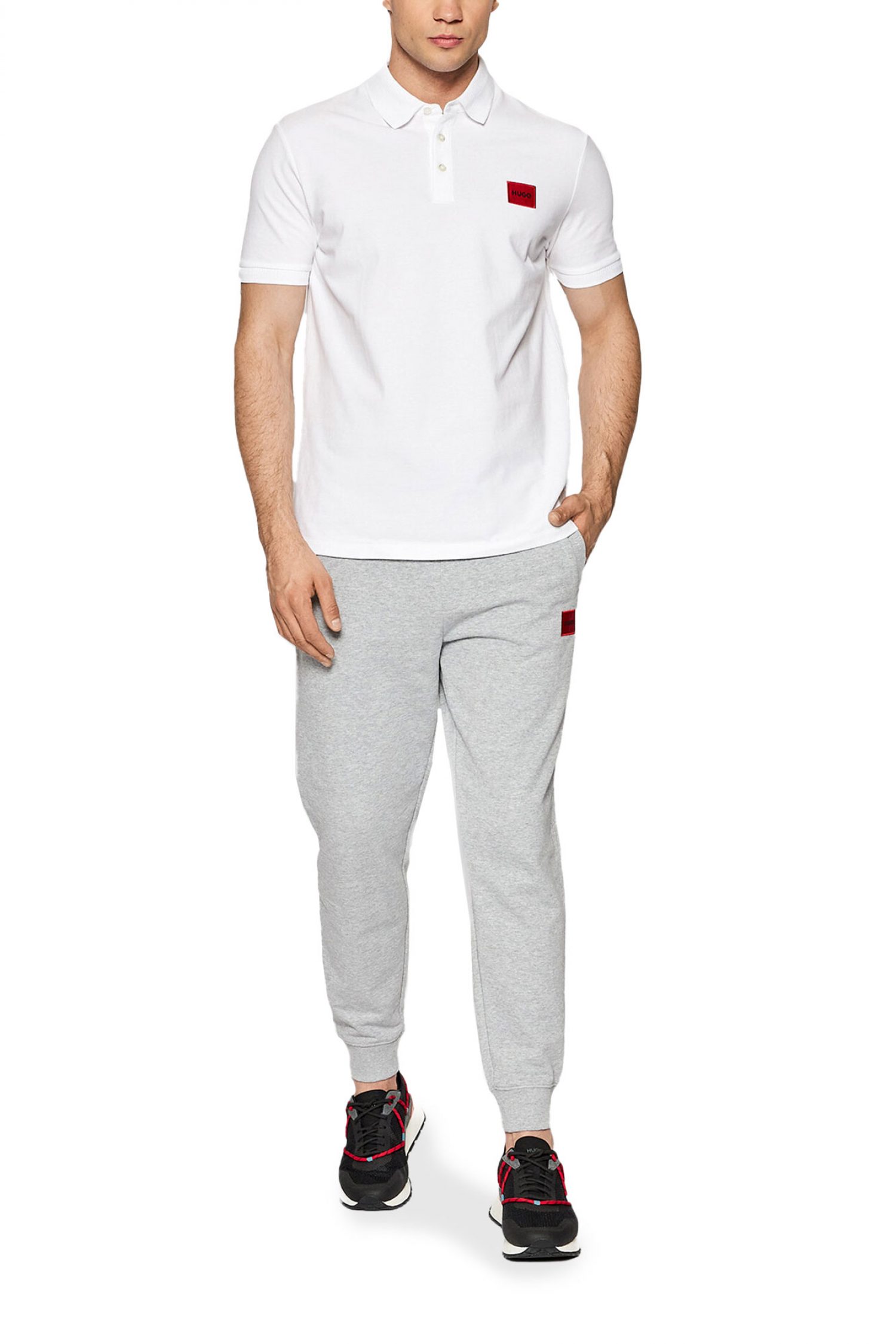 HUGO POLO SLIM FIT DERESO222 LOGO ΛΕΥΚΟ φωτογραφία