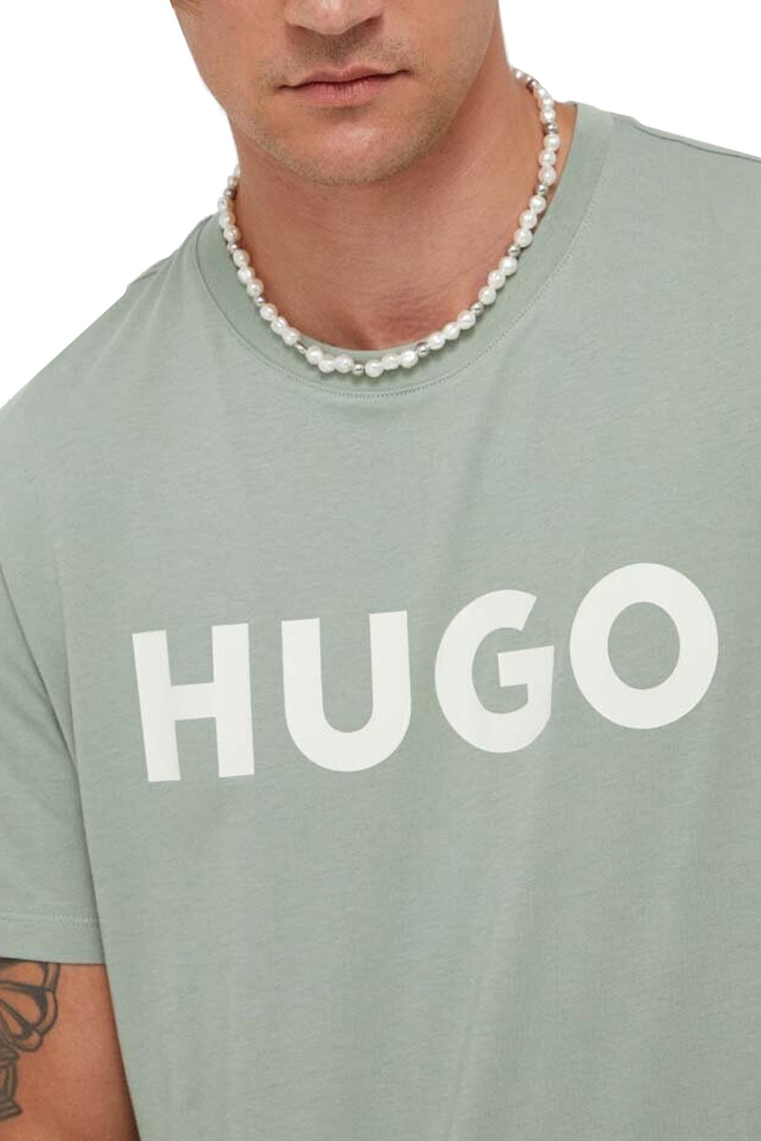 HUGO T-SHIRT DULIVIO LOGO ΑΝΟΙΧΤΟ ΠΡΑΣΙΝΟ φωτογραφία