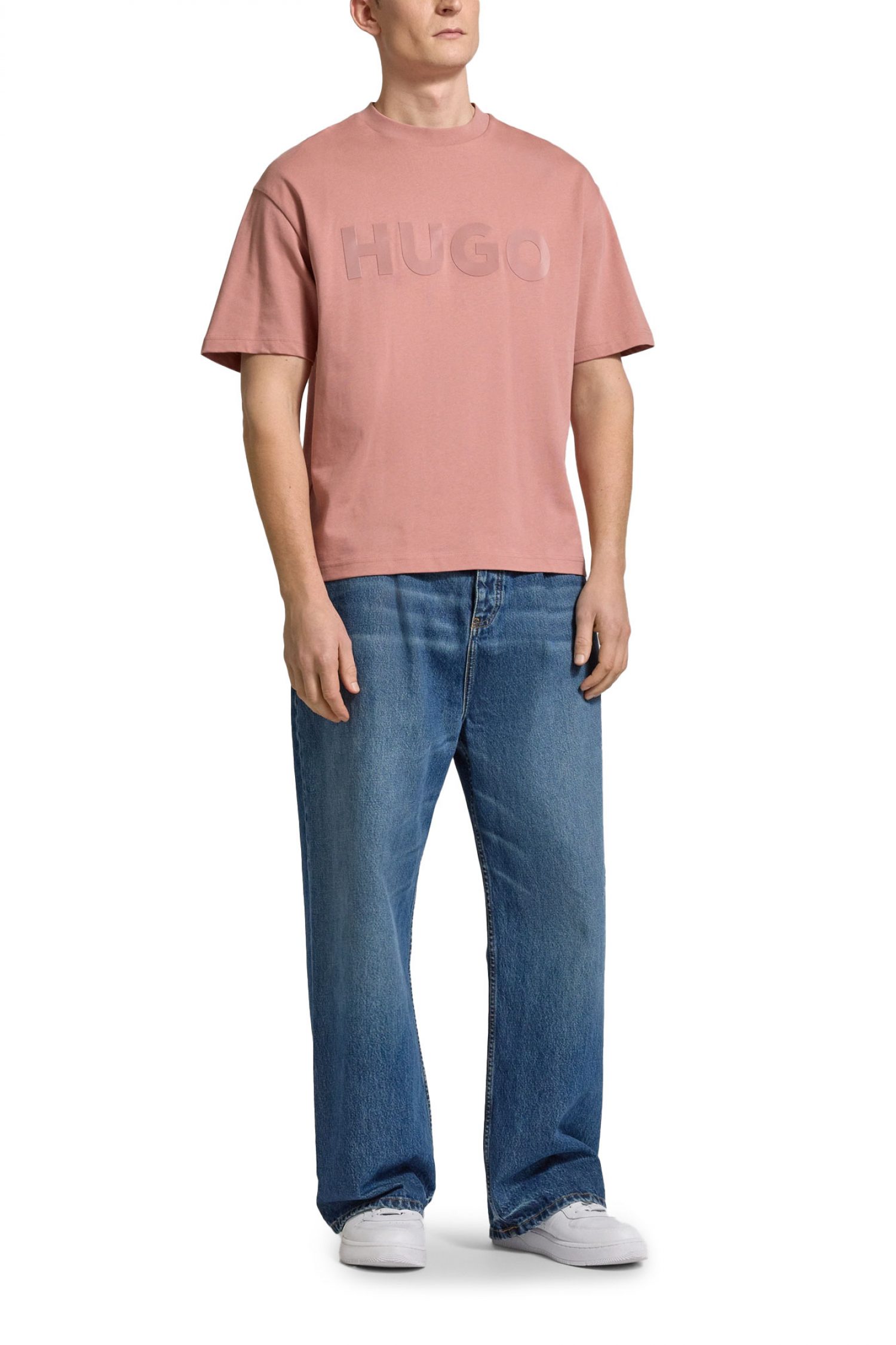 HUGO T-SHIRT DINKEE OVERSIZED FIT LOGO ΡΟΖ φωτογραφία