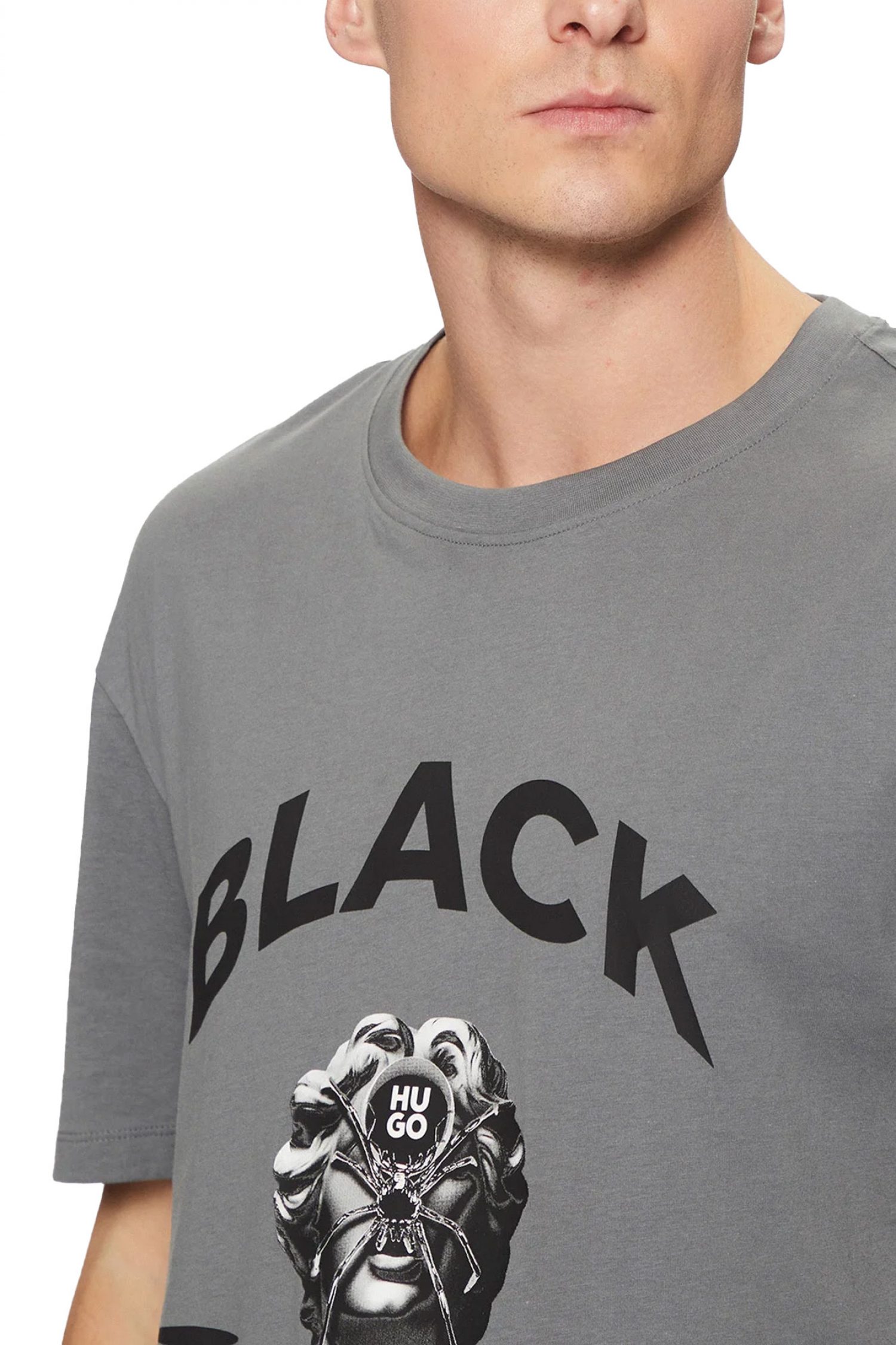 HUGO T-SHIRT DOSTALGI RELAXED FIT LOGO ΓΚΡΙ φωτογραφία