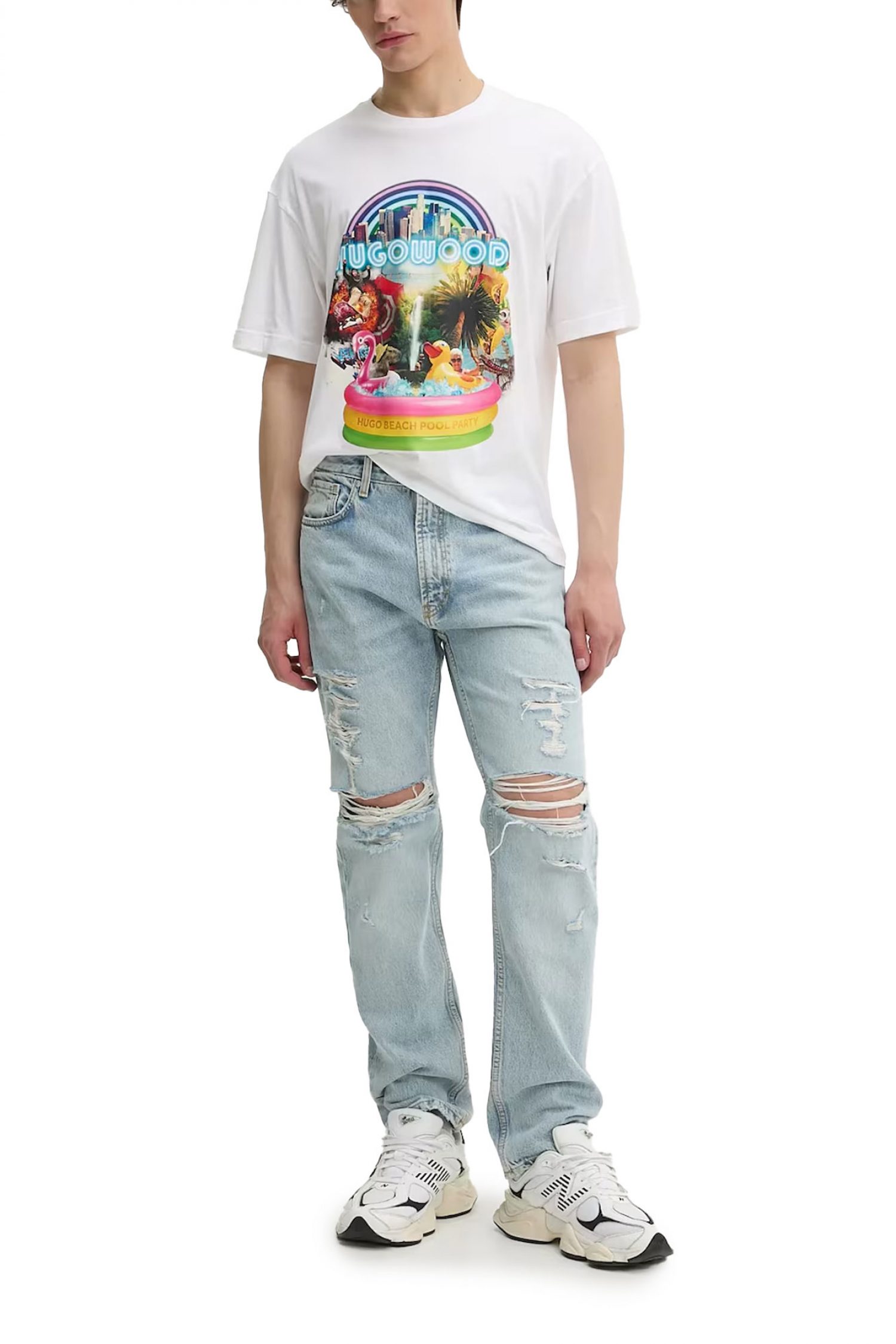 HUGO T-SHIRT DUWOOD LOGO ΛΕΥΚΟ