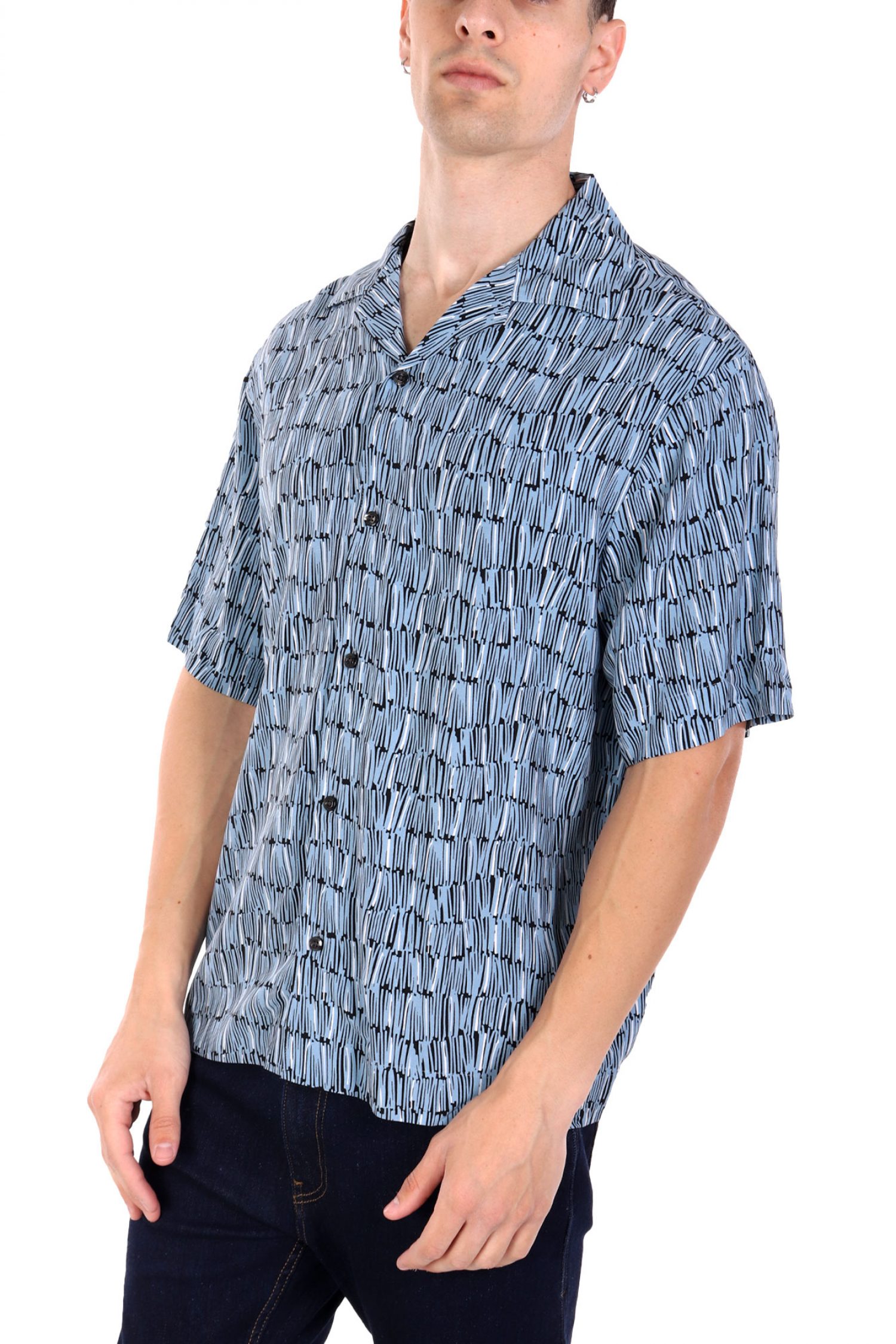 HUGO ΠΟΥΚΑΜΙΣΟ ΚΟΝΤΟΜΑΝΙΚΟ ESPINO ΕΜΠΡΙΜΕ ΜΠΛΕ-ΛΕΥΚΟ φωτογραφία