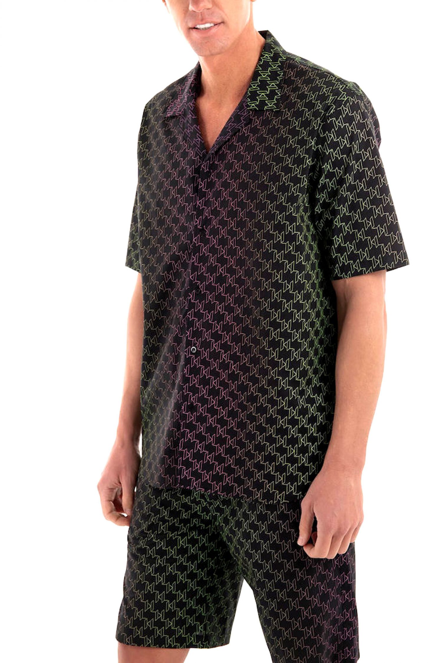 KARL LAGERFELD ΠΟΥΚΑΜΙΣΟ ALL OVER LOGO MULTI ΜΑΥΡΟ