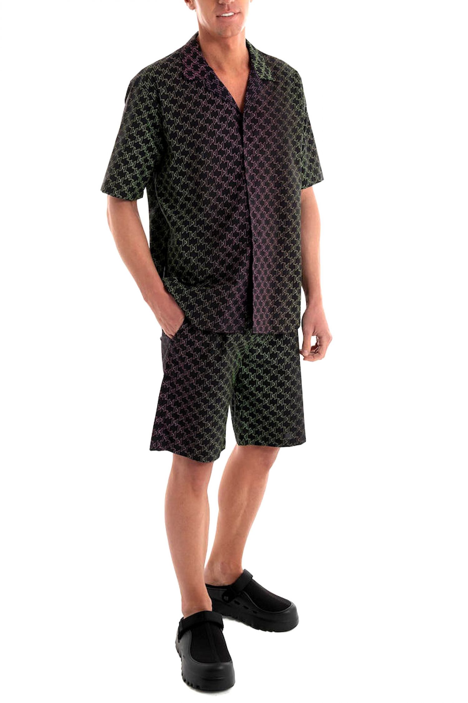 KARL LAGERFELD ΠΟΥΚΑΜΙΣΟ ALL OVER LOGO MULTI ΜΑΥΡΟ