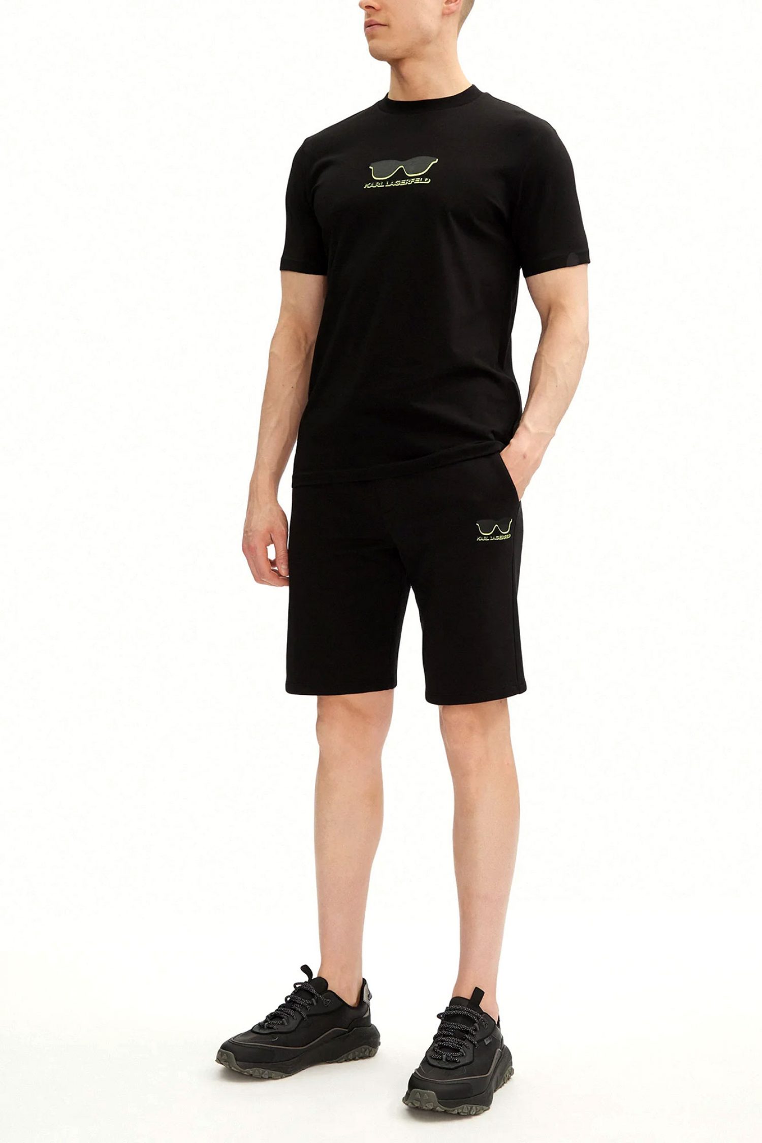 KARL LAGERFELD ΒΕΡΜΟΥΔΑ ΦΟΥΤΕΡ LOGO ΜΑΥΡΟ-ΚΙΤΡΙΝΟ φωτογραφία