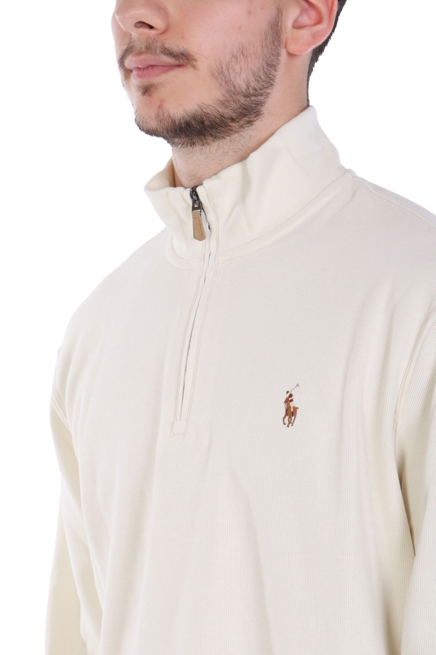 RALPH LAUREN ΠΛΕΚΤΟ HALFZIP LOGO ΕΚΡΟΥ φωτογραφία