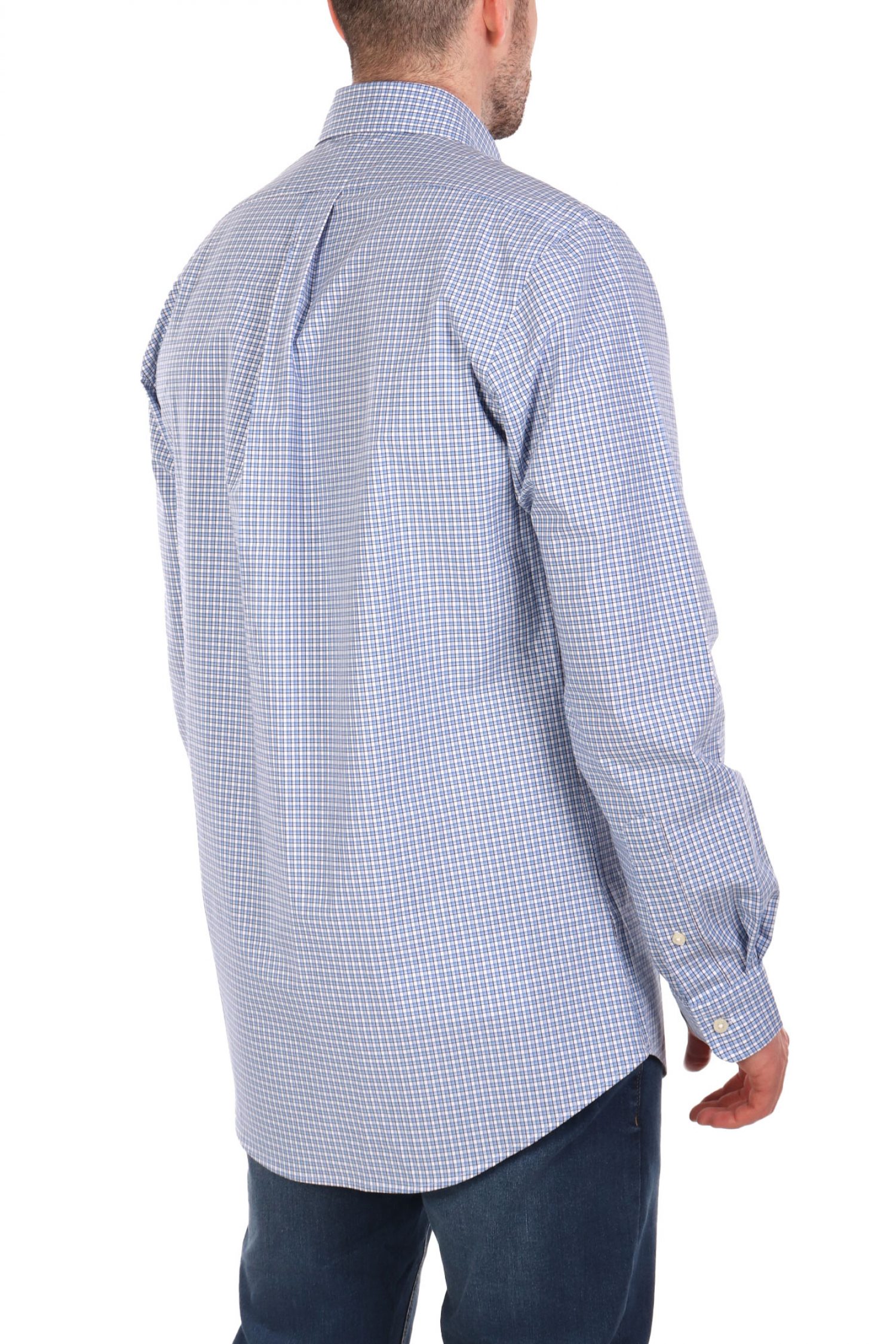 RALPH LAUREN ΠΟΥΚΑΜΙΣΟ ΚΑΡΩ BUTTON DOWN CUSTOM FIT ΣΙΕΛ-ΛΕΥΚΟ